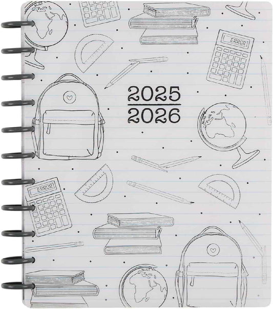 Happy Planner Disc-Bound 12-Month July 2025–June 2026 Planner with 3 Extra Months, Big Size, Teacher Layout, Here We Go Again, 7" x 9.25”