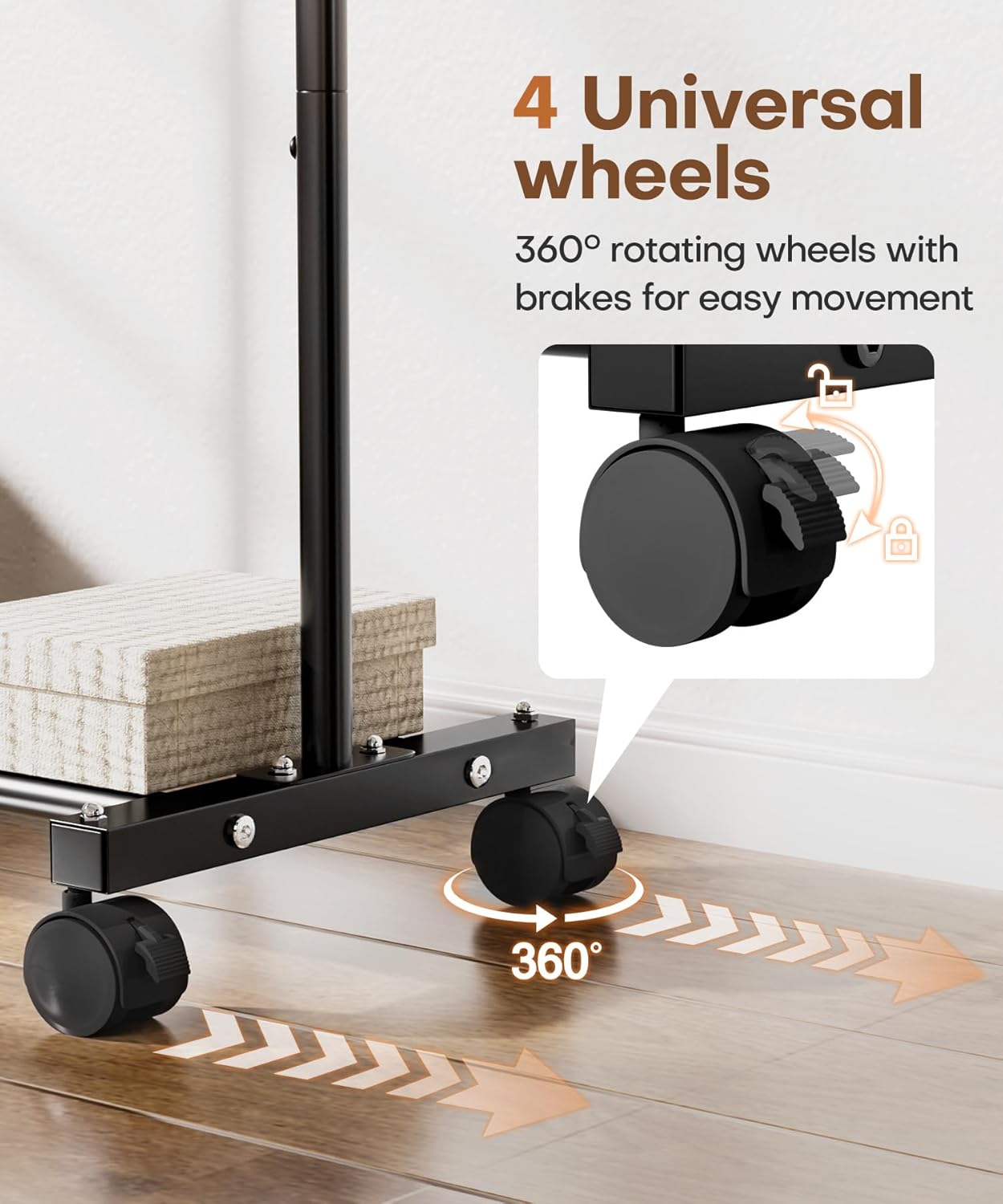 Homde Heavy Duty Clothes Rack: 120lb Standing Garment Storage for Indoor - Rolling Hanging Rod for Bedroom Laundry Room - Coat Dress Organizer on Wheels with luggage shelf (Black，32") - Lumora Desk