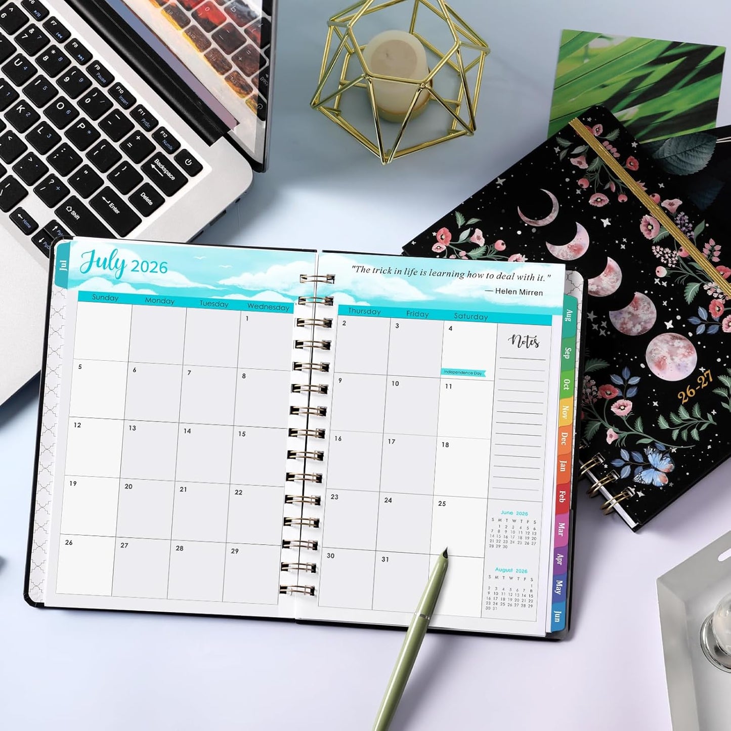 Planner 2026-2027 - 2026-2027 Planner Weekly and Monthly with Tabs, Jul. 2026 - Jun. 2027, 6.3" x 8.4", Planners 2026-2027 with Back Pocket + Thick Paper + Twin-Wire Binding - Moon
