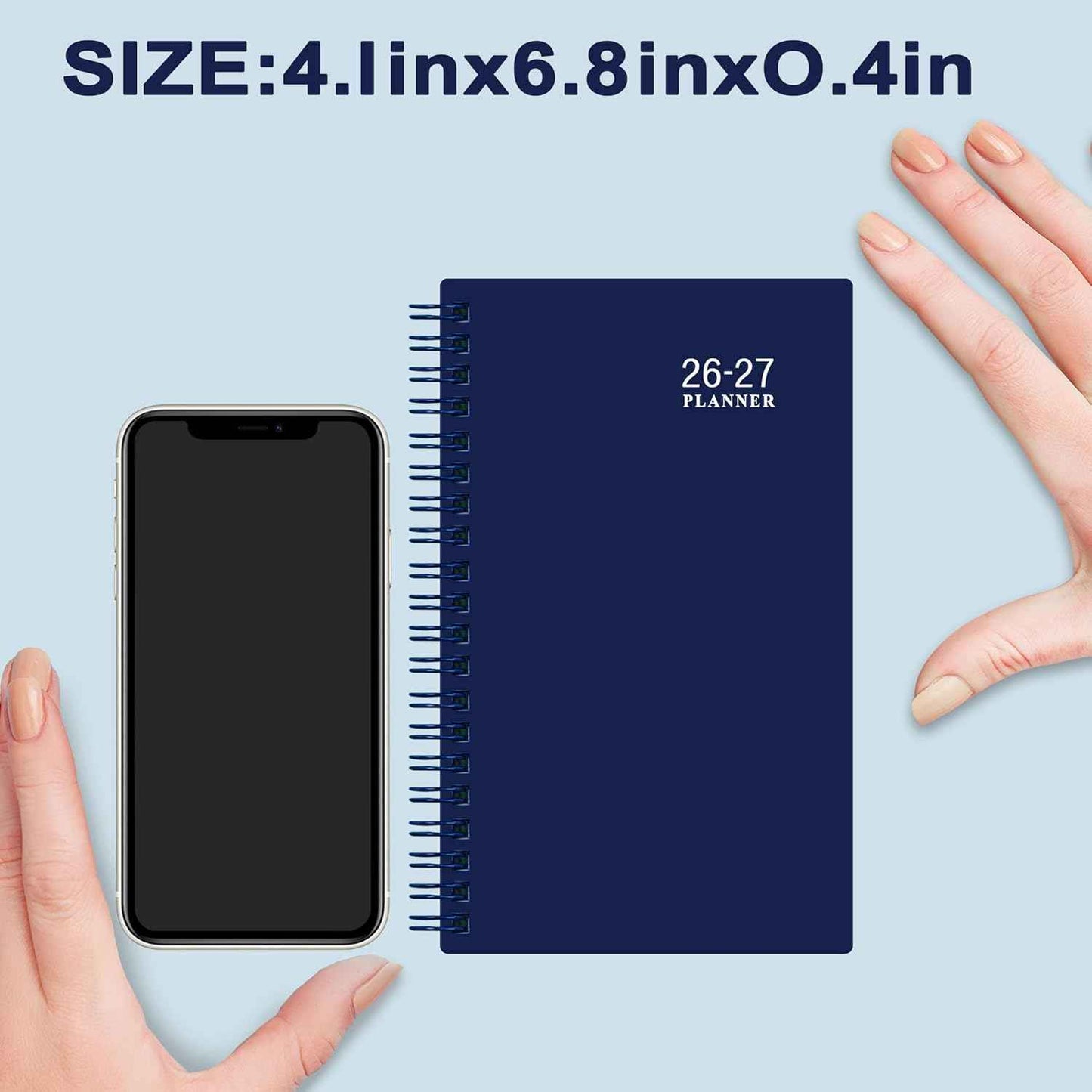 2026-2027 Pocket Calendar/Planner - 2026-2027 Weekly & Monthly Pocket Planner for Purse, Jul. 2026 - Jun. 2027, 6.8" x 4.1", Strong Twin - Wire Binding, Plastic Cover
