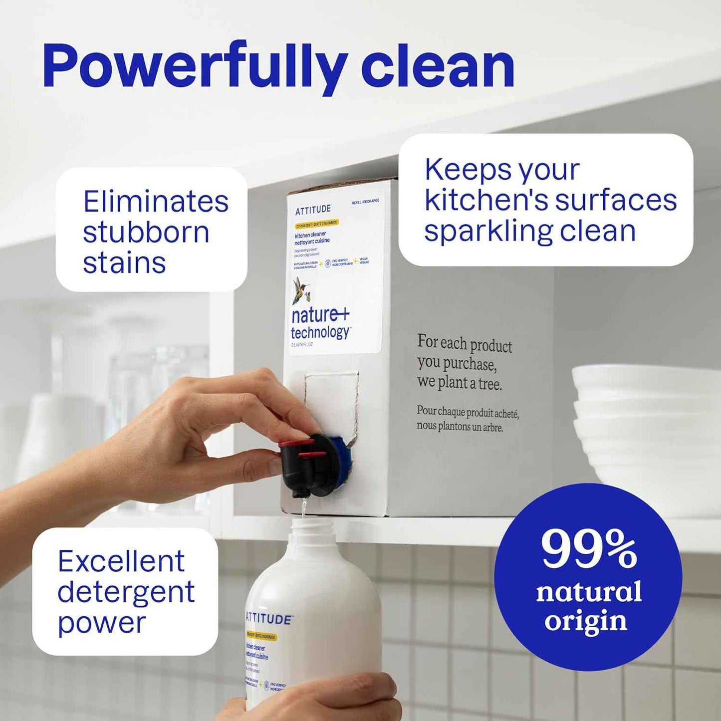 Bundle of ATTITUDE Kitchen All Purpose Cleaner, Multi-Surface Cleaner, Plant & Mineral-based Formula, Citrus Zest, 27.1 fl oz + Bulk Refill, 67.7 Fl Oz