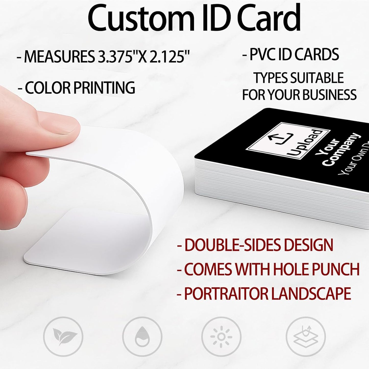 Custom ID Badge Personalized Employee ID Card Identification Badges Print Name Photo Logo Double Work Badges Barcode Tag Volunteer Office ID Vertical