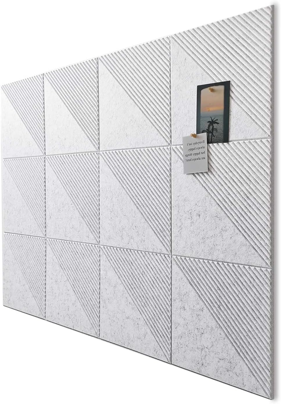 Large Cork Board for Walls 48"x 36", 12 Pack Felt Wall Tiles with Safe Removable Adhesive Tabs, Cork Board for Office,Pinboard Bulletin Board - Light Gray