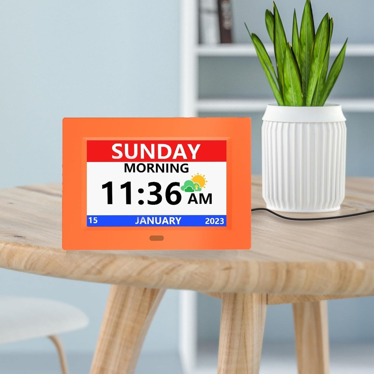 7 Inch Digital Clock with Day and Date for Elderly Alzheimer's Clock Customizable Alarms 3 Display Modes Large Font Alarm Clock for Seniors Auto DST Orange