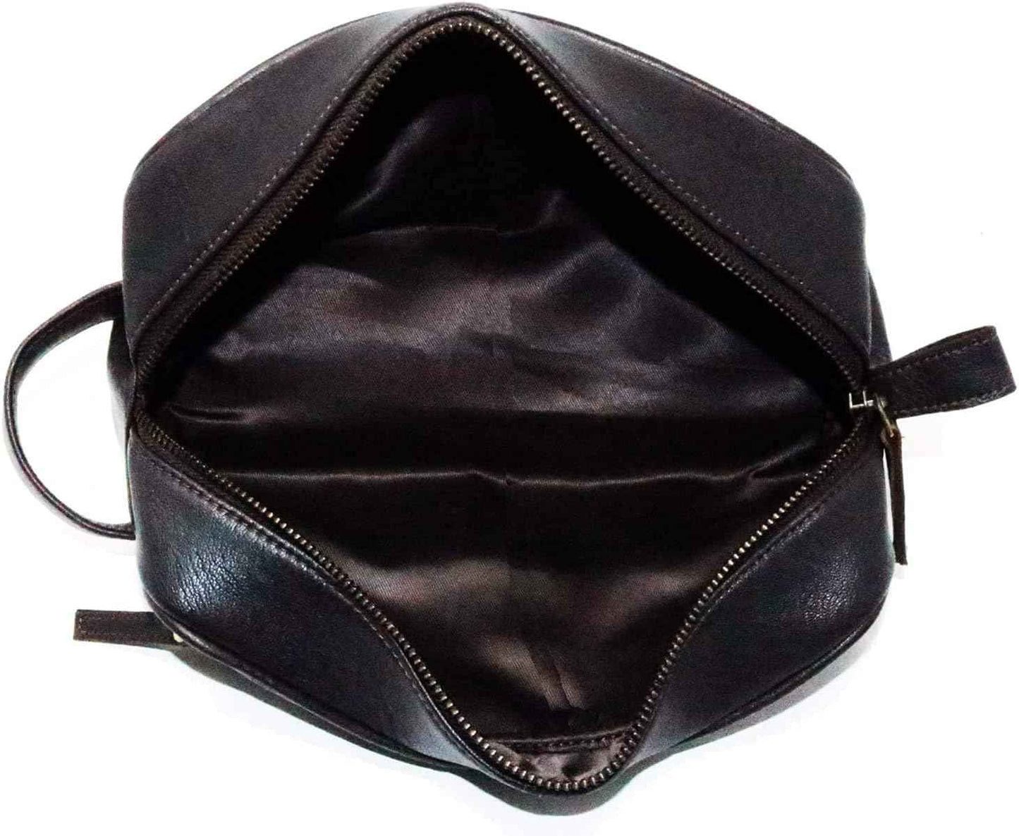 jaald Men's Large Genuine Black Luxury Leather Toiletry Bag Shower Kit Shaving And Grooming Bag For Travel Groomsmen Gift Men Women Hanging Zippered Makeup Bathroom Cosmetic Pouch Make Up Case