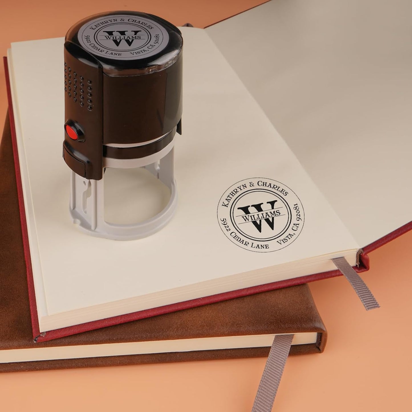 Custom Address Stamp - Self Inking Personalized Rubber Stamp for Mailing Envelopes, Packages, Wedding Invites & Business Mail (Round)