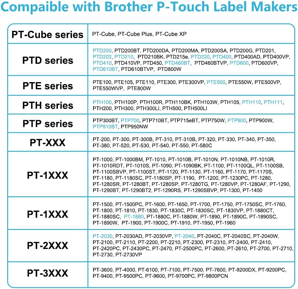 Hehua Clear Label Maker Tape TZe-131 TZe131 Compatible for Brother Label Maker Tape, Ptouch Tape 12mm 0.47 Clear Compatible for Brother Tze Tz Tape 12mm 0.47 Laminated, 6 Pack