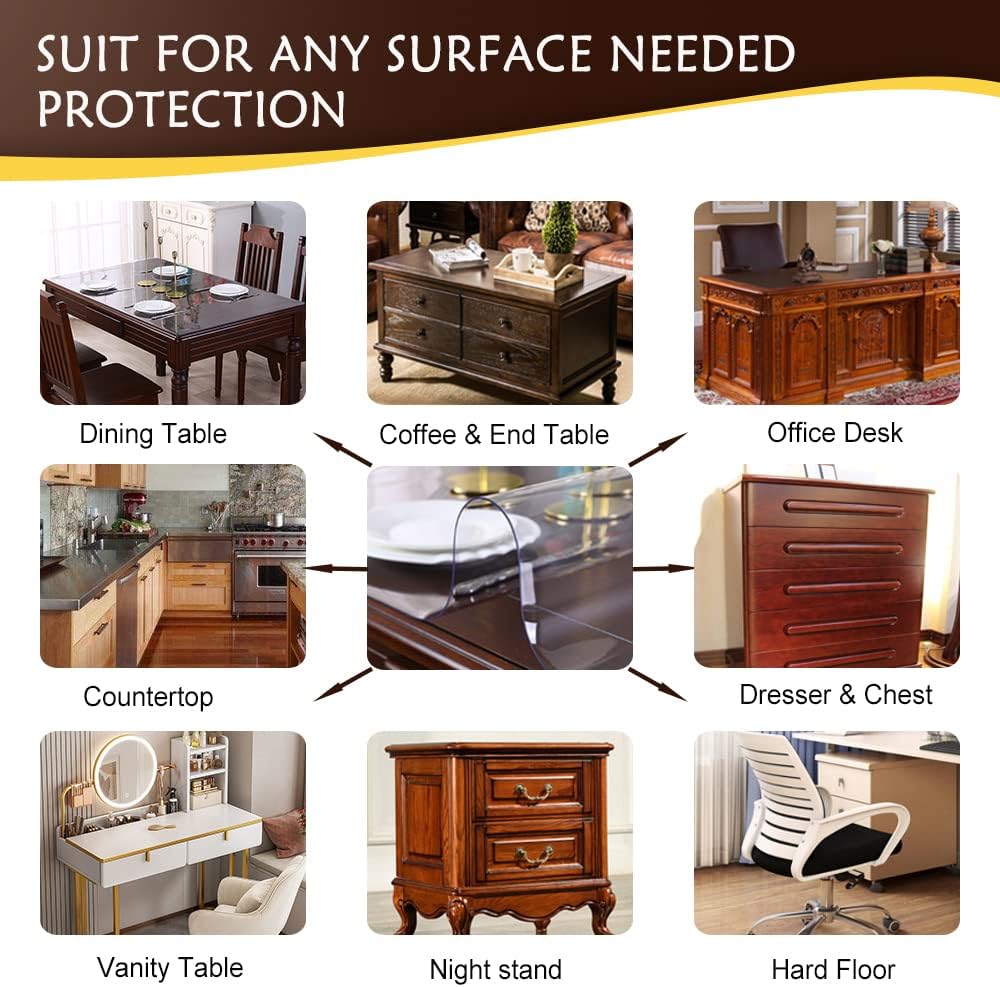 1.5mm Thick 20x96 Inch Clear Table Pad Clear Buffet Table Mat Desk Cover Protector Mat Rectangular Plastic Table Protector for Conference Table Wood Work Table Writing Desk Waterproof Carpet Protector