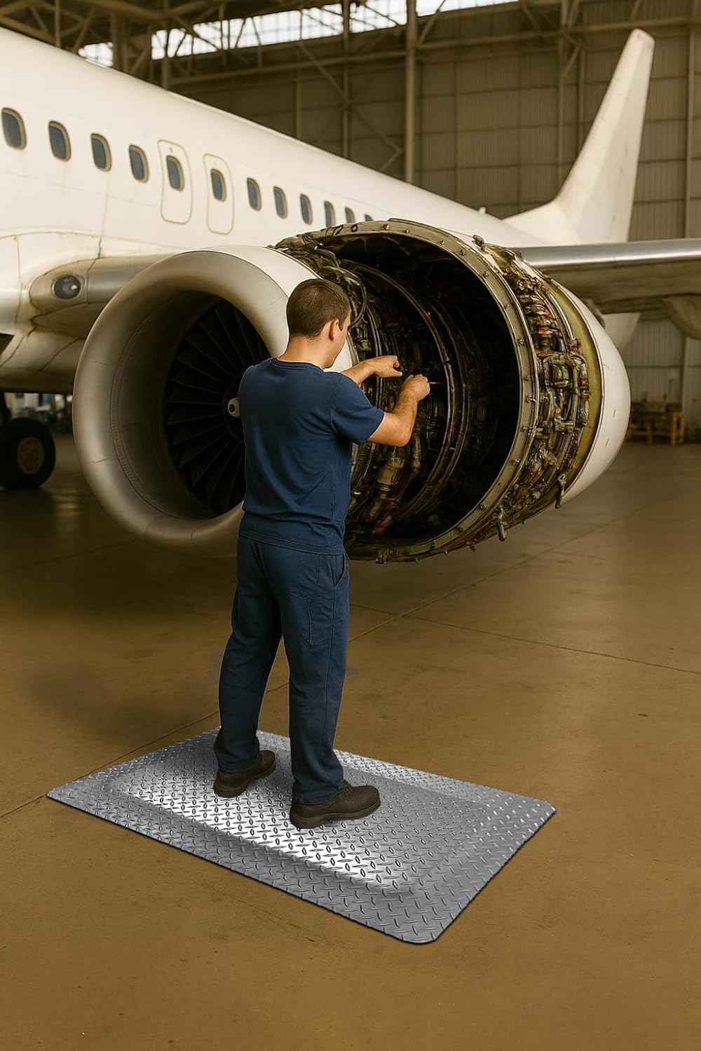 American Classic Diamond Plate Anti-Fatigue Gray Mat, Industrial Ergonomic Comfort Standing Mat for Work, Home, Garage, Office, 9/16" Thick, Free 16” x 18” x 0.75” Knee Pad, Made in USA (4'x6')