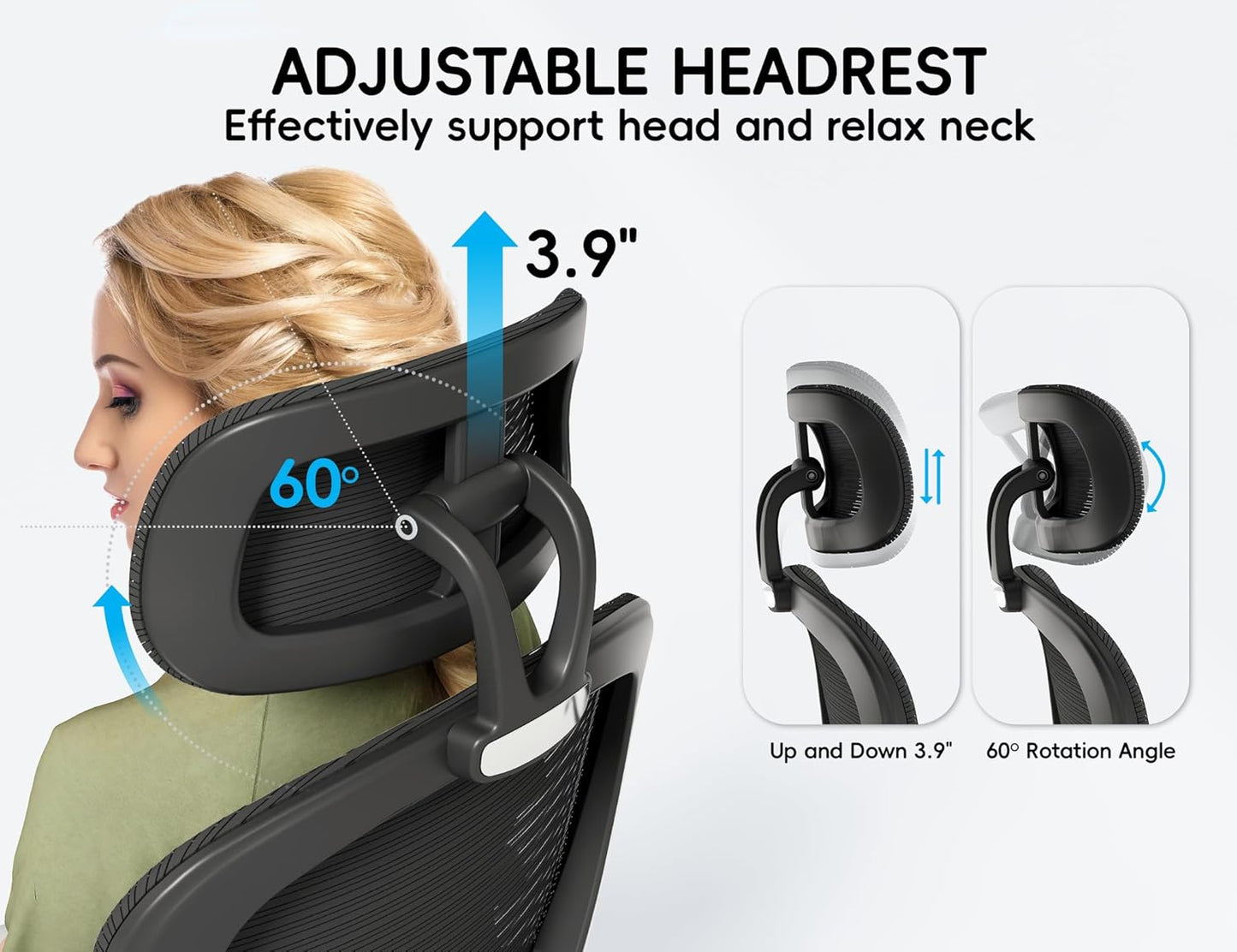 TRALT Office Chair - Ergonomic Office Chair with Back Support, Computer Chair - Home Office Desk Chair, 330 lbs Wide Seat Big and Tall Office Chairs with Headrest, Comfy Desk Chairs (Black)