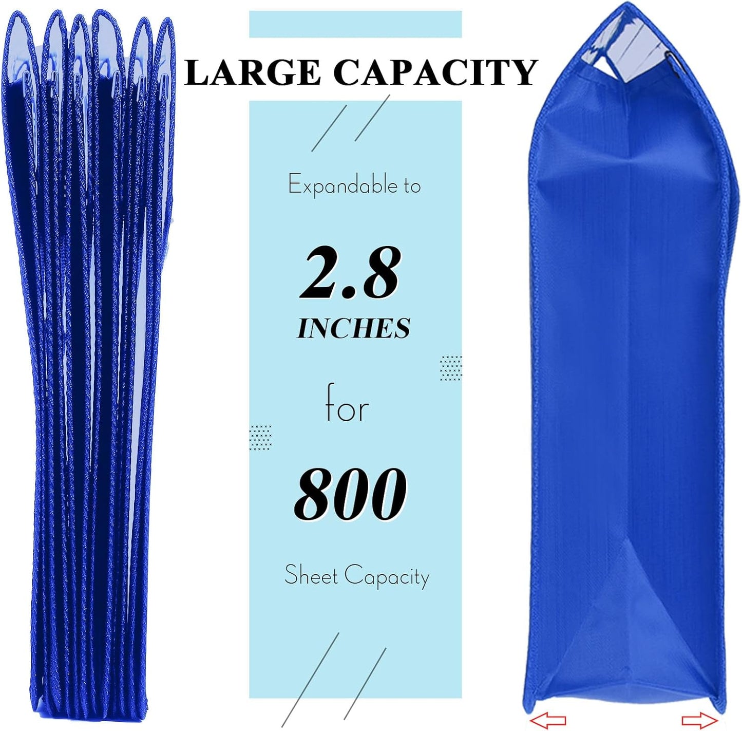 10 Pieces Plastic File Folders Envelope Expanding File Wallet Organizer Documents Folder with Snap Closure and Pocket, A4 Size Waterproof Transparent Pouch(Blue,Horizontal)