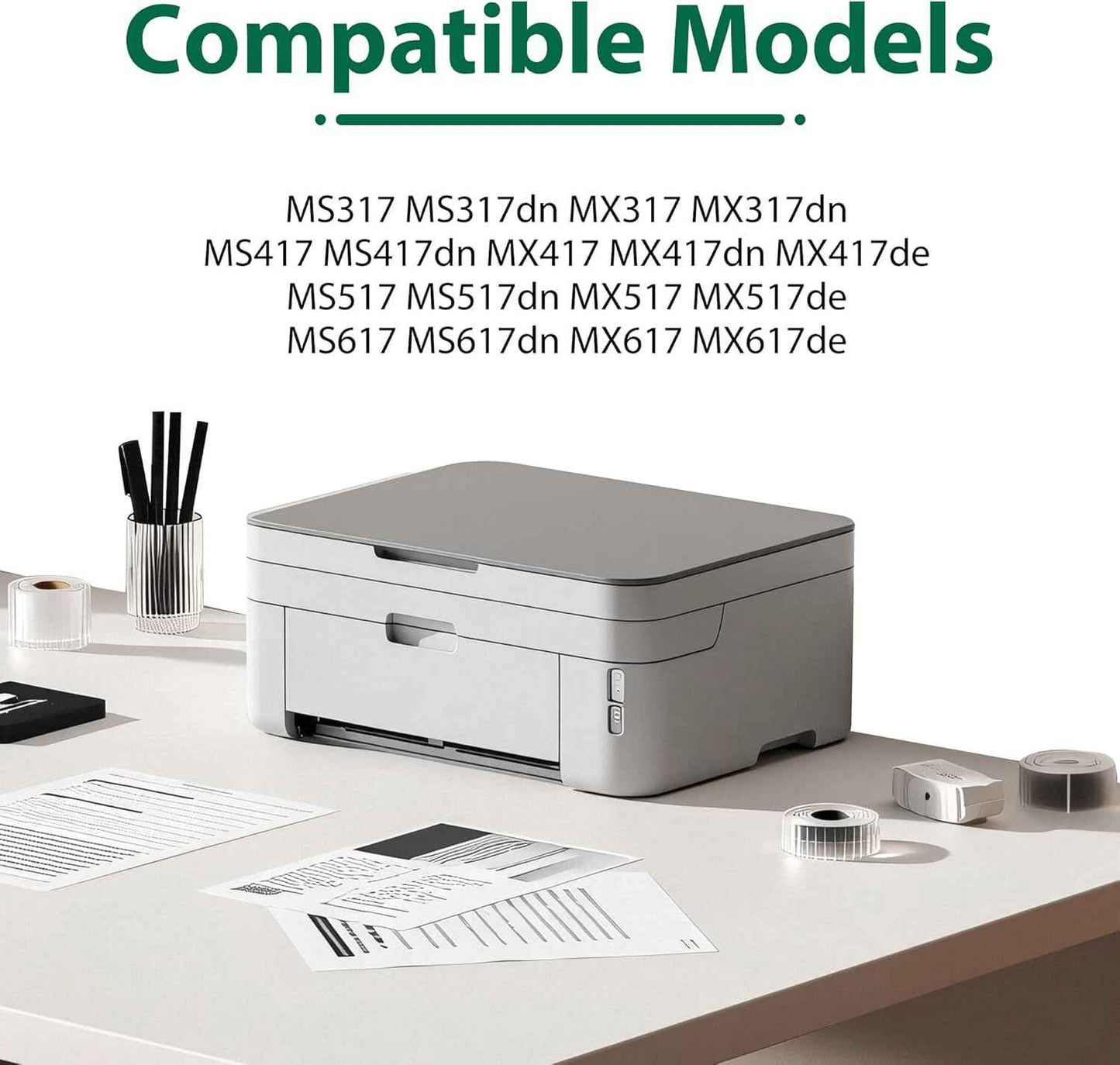 51B1000 Toner Cartridge Black (with New Chip) Replacement for Lexmark 51B1000 for MS317 MS317dn MX317 MS417 MX417 MS517 MX517 MS617 MX617 Printers, 2-Pack for 51B2000 51B00A0 Toner