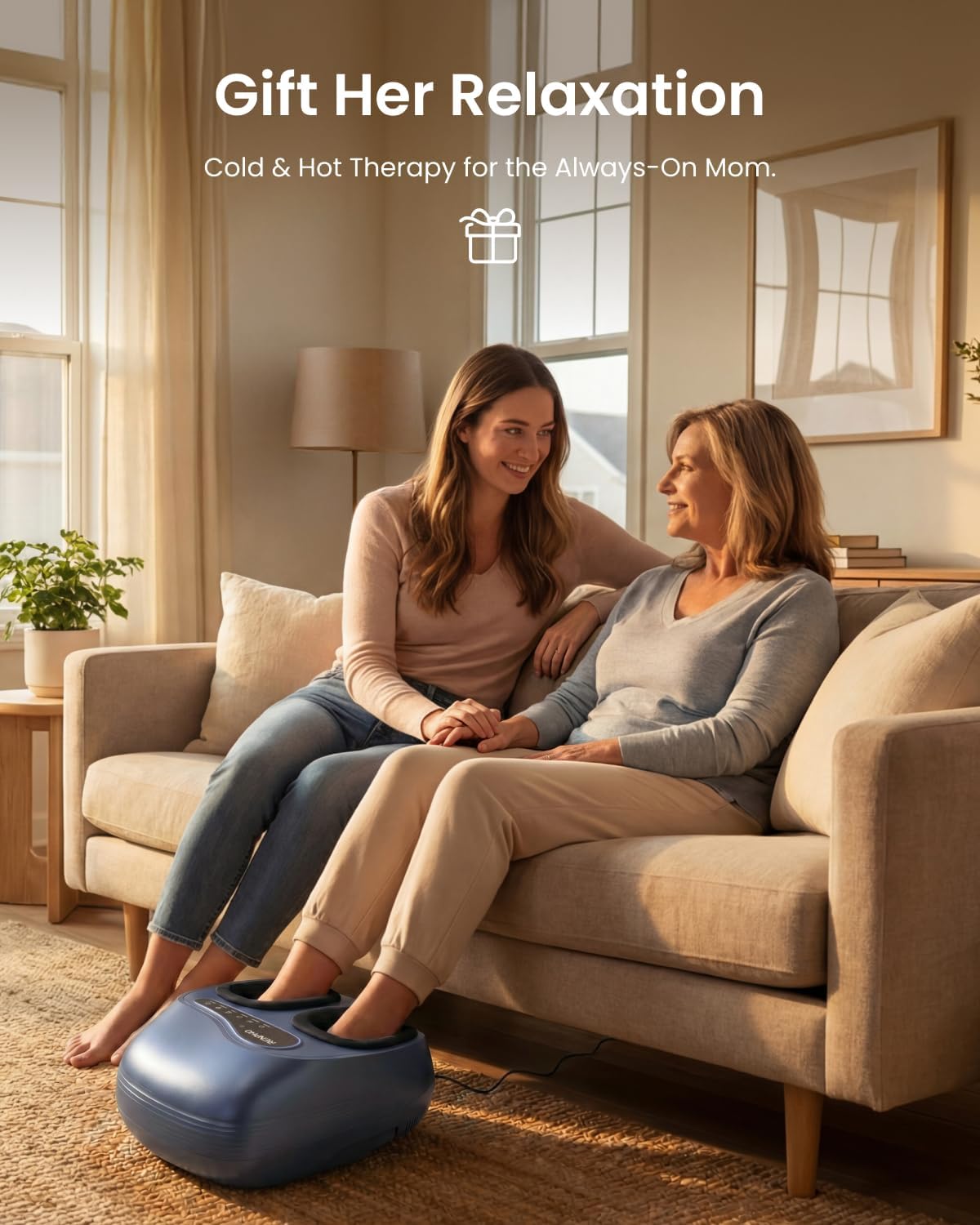 RENPHO Thermacool 2-in-1 Foot Massager with Heat & Cold, HSA Eligible FSA Only Products, Father Day Gifts for Husband, 3 Kneading & 5 Compression for Neuropathy & Plantar Fasciitis, Up to US Size 13