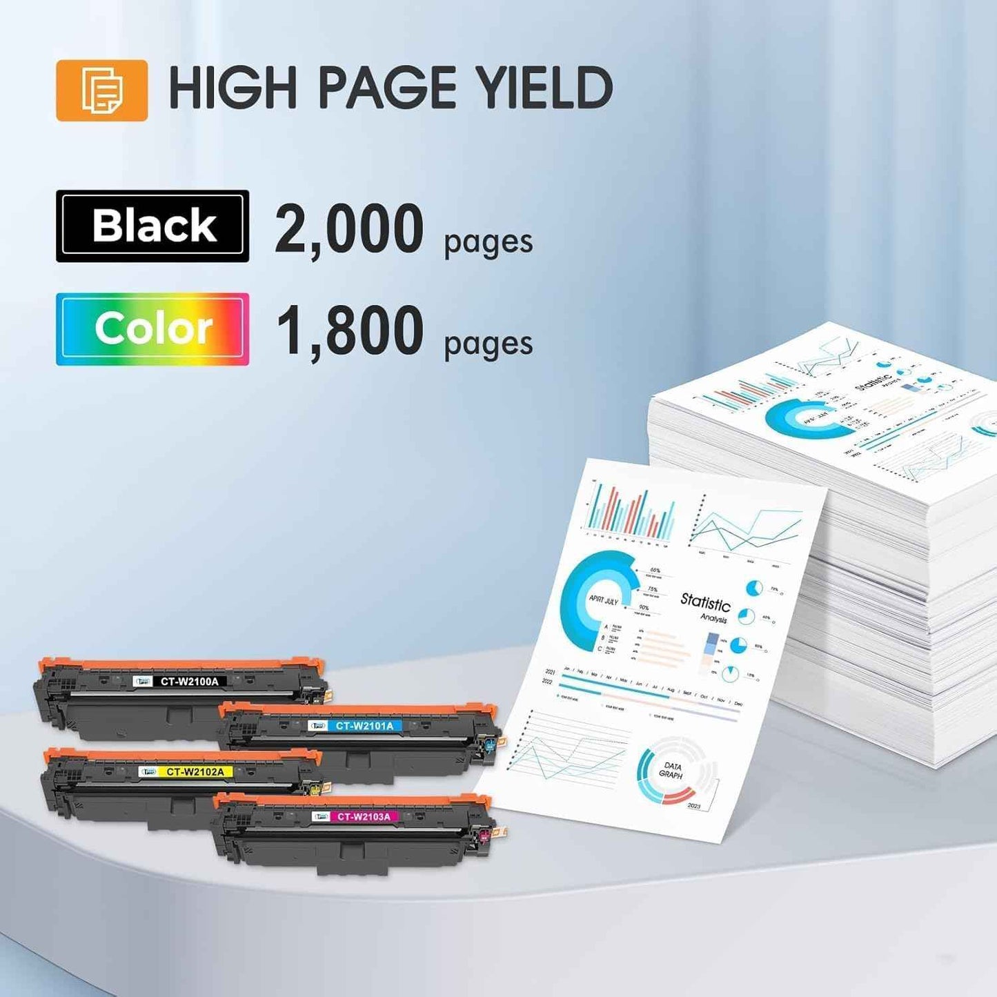 210A Toner Cartridges 4 Pack 210 4301fdw 4201dn Compatible for HP210A 210X for HP Color LaserJet Pro MFP 4301fdn 4201dn 4201dw W2100X W2100A Series Printer Ink ‎Black Cyan Yellow Magenta(with Chip)