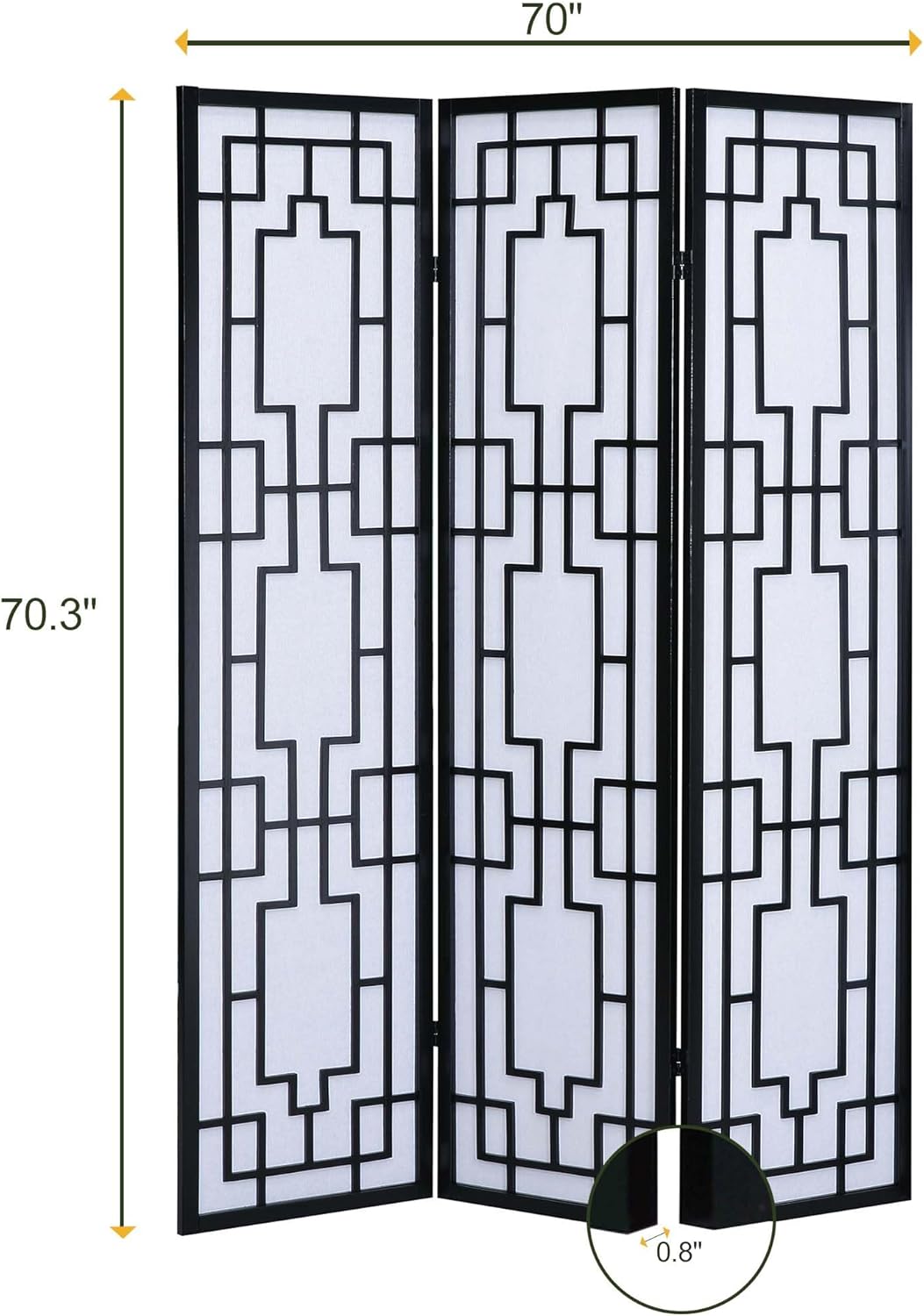 NicBex Room Divider 3 Panel Room Dividers with Geometric Lattice Design Partition Room Dividers and Folding Privacy Screens Wall Divider for Office, Room Separation,70" W x 0.8" D x 70.3" H, Black - Lumora Desk