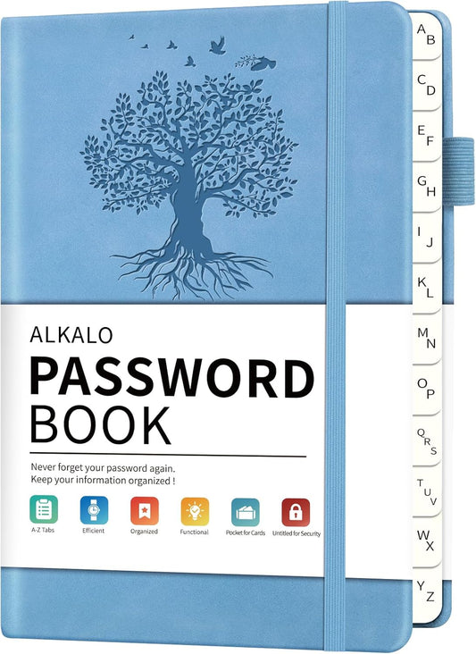 Password Book with Alphabetical Tabs, 5.4"x7.8"Password Keeper Book, 160 Pages/100GSM Hardcover Notebook, Password Organizer for Internet Website Address Login