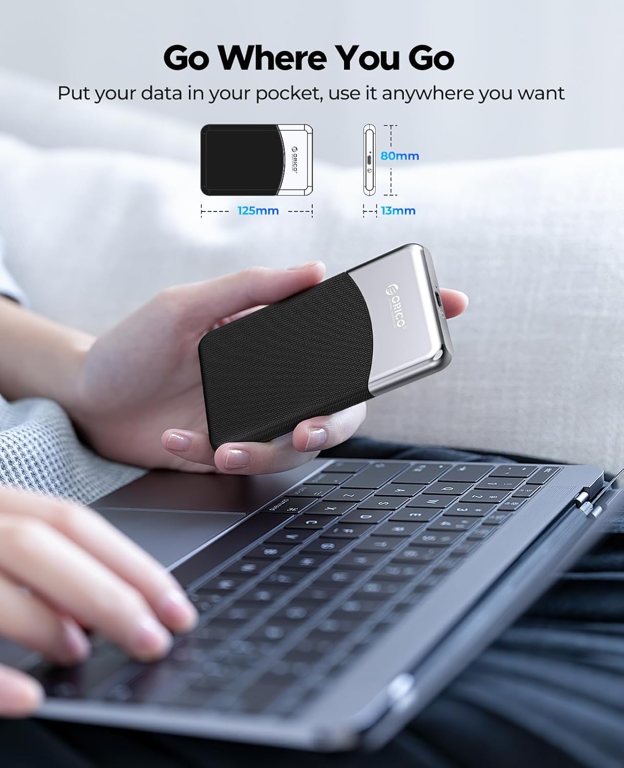 ORICO 256GB External SSD with 2 in 1 USB C Cable, Portable Solid State Drive USB 3.2 Gen 1 Up to 460MB/s, Dust and Drop Resistance, Reliable Storage for USB-C Smartphone, PC, Tablet, Labtop - M25PRO