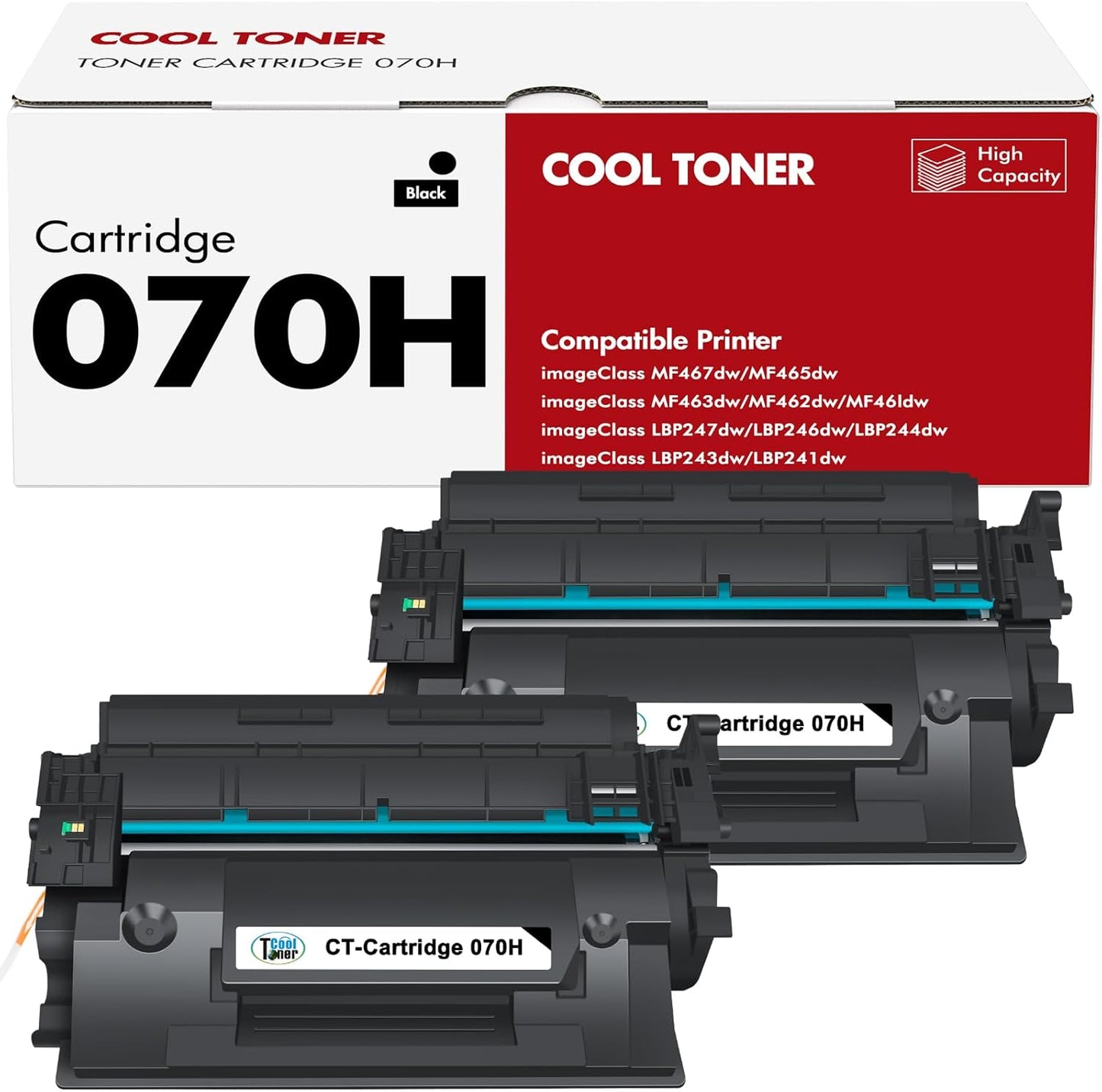 070H 070 Black Toner Cartridge 2 Packs CRG-070H 070H 070 Toner Compatible for Canon 070 070H CRG070 CRG-070 CRG070H CRG-070H Toner Cartridge for Canon imageCLASS MF465 MF462 LBP247 LBP246 Printer Ink