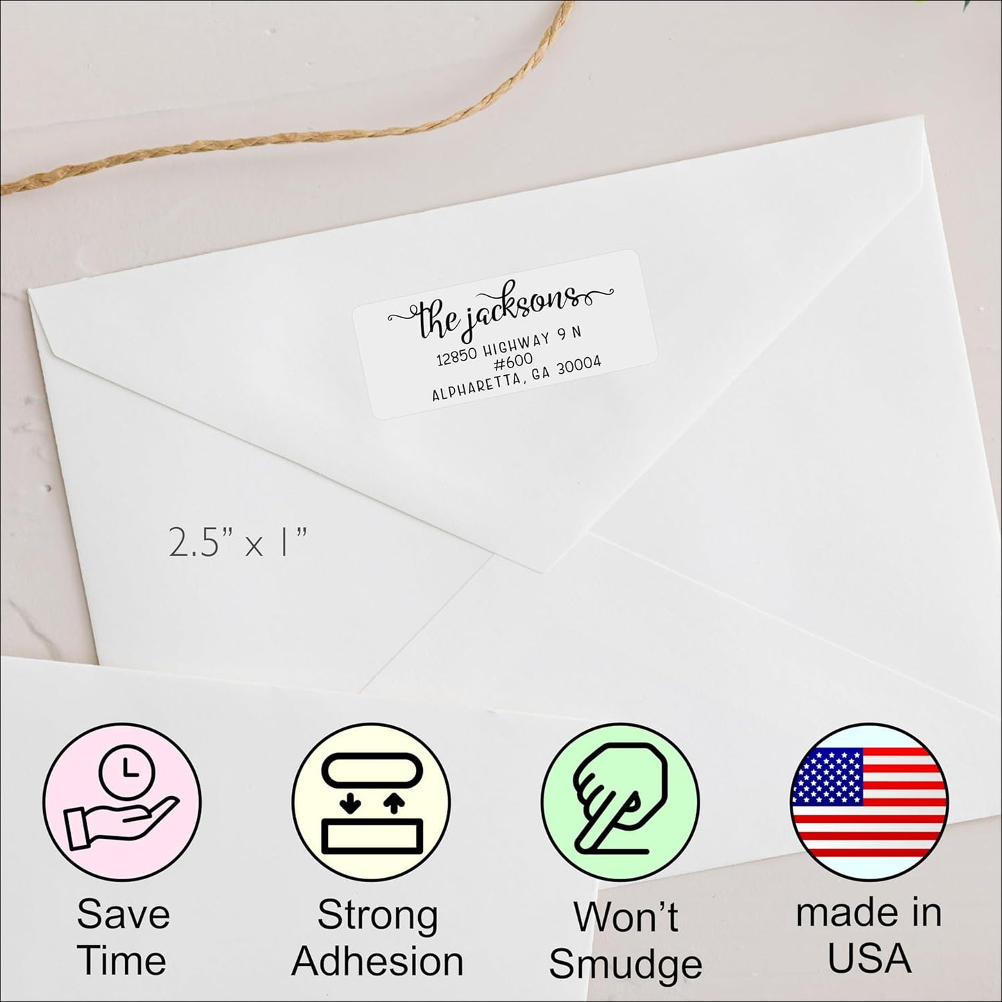 White Address Labels - Personalized Name Stickers, Custom Printed Return Mailing and Shipping Labels for Envelopes, Packages, Business, Home Use (Pretty Lowercase Script) - Lumora Desk