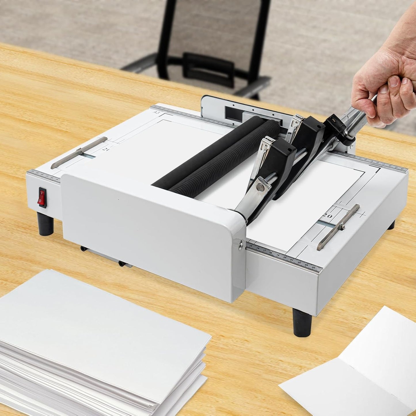 A3 Booklet Maker, 2-in-1 Binding and Folding Machine, 200-300Books/h Manual Paper Folder & Stitcher, 5.83 * 8.27 in-11.69 * 16.54 in