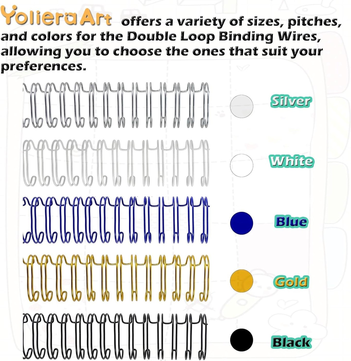 3:1 Pitch Double Loop Binding Wires, YolieraArt 100 Pack Spiral Spine Bindings, 9/16 Inch Wire Twin Binding for Book Binder Machine,Students and Coworkers (120 Sheet Capacity, 100P, Blue)