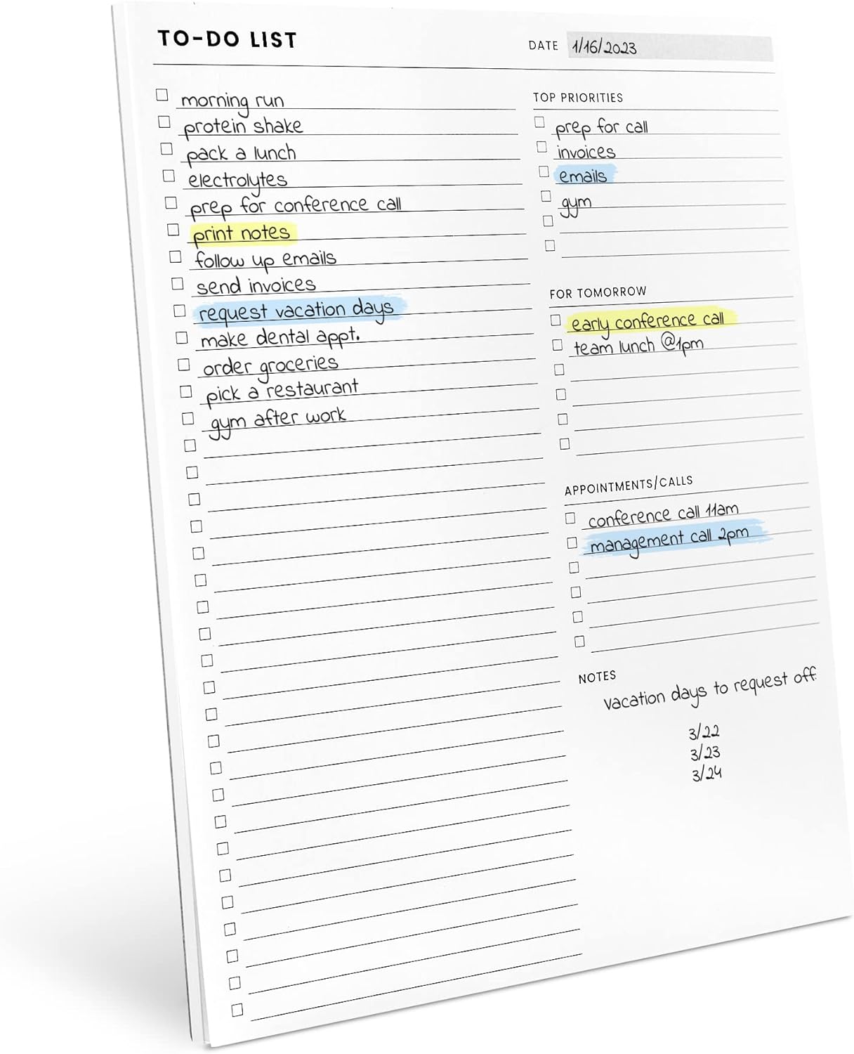 To Do List Notepad: With Multiple Functional Sections - Large Size 8.5x11" 52 Sheets - Tear Off Daily Planner Notebook - Task CheckList Organizer Agenda Pad for Work - Note, Plans, Goals, Grocery, and