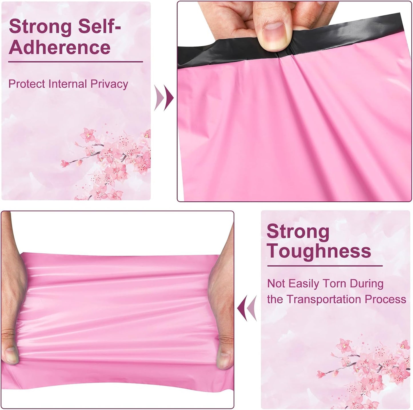 Poly Mailers 10x13 Inch 200 Pcs, Pink Shipping Bags, Mailing Envelopes with Self Seal Adhesive Strip, Waterproof and Tear-Proof Poly Bags for Non-Fragile Items - Lumora Desk