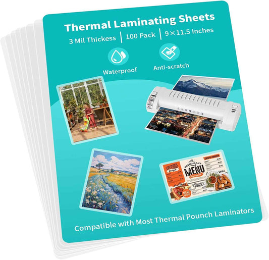 OausTect Thermal Laminating Pouches, 3 Mil Laminating Sheets, Clear 9 x 11.5 Inches Laminating Paper for Thermal Laminator, Holds 8.5 x 11 Inch Letter Size Sheets Lamination Sheet (100 Pack)