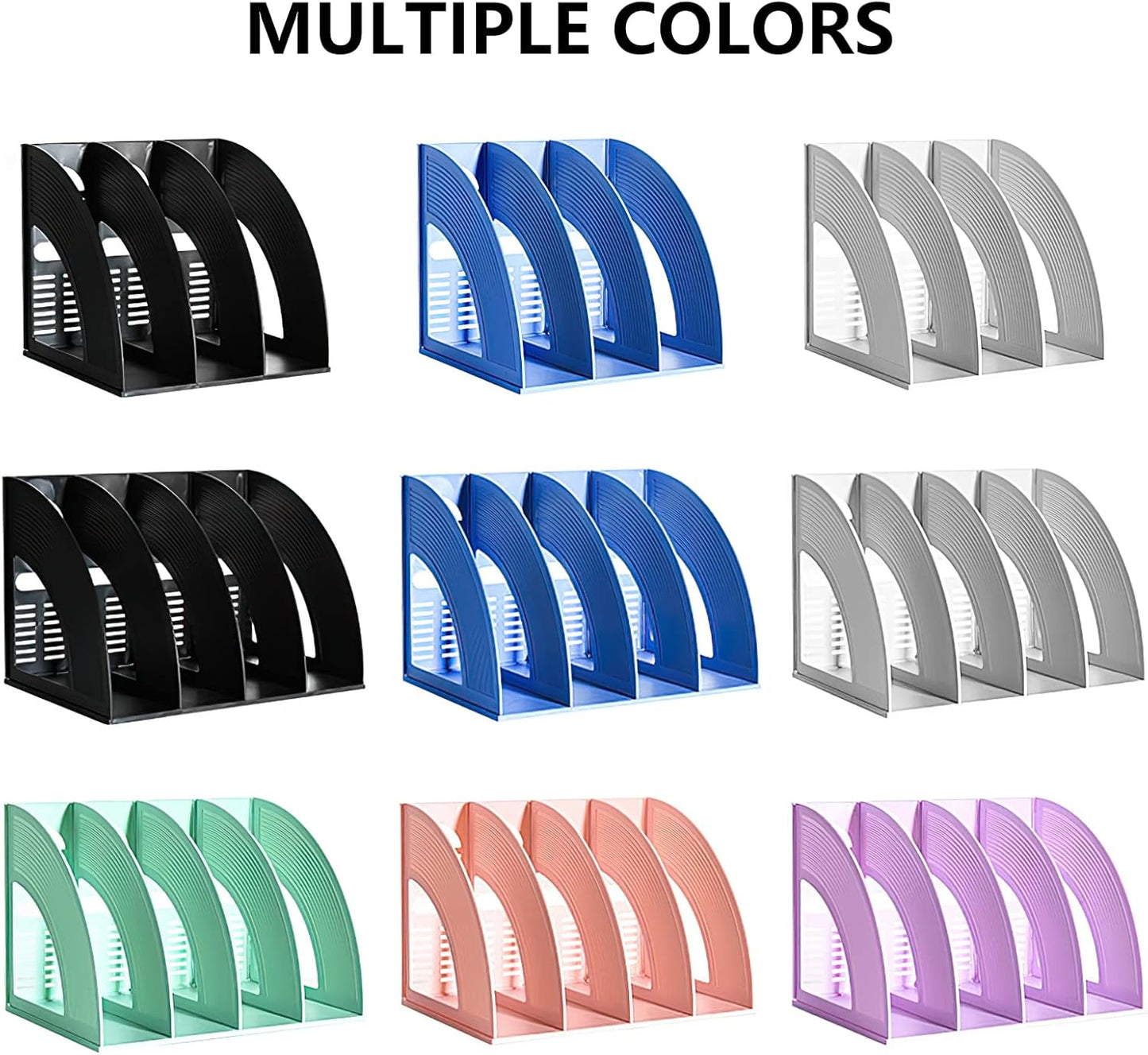 SAYEEC Magazine File Holders 3 Compartment Binder Stand Gray Magazine Storage Folder Desktop File Bookshelf Organizer Office Book Holder Rack for Office Home School