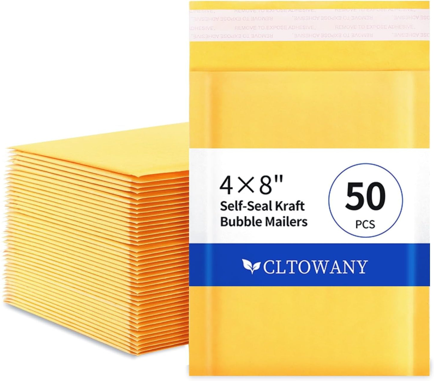 Kraft Bubble Mailers 4×8' Inch 50 Pack Yellow shipping envelopes Self-Seal Padded Mailing Envelopes for Jewelry Makeup Supplies and Small Business Packaging - Lumora Desk