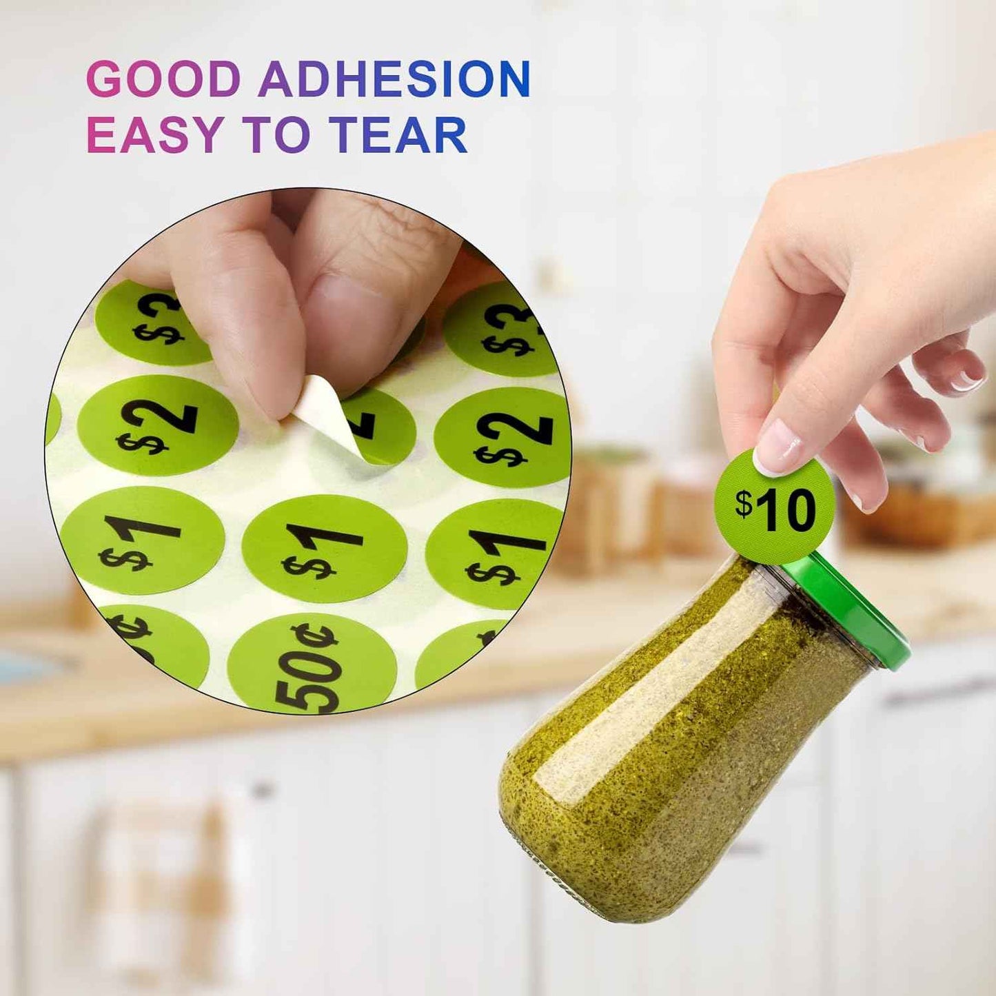 Garage Sale Price Stickers, 1400 PCS 3/4 Inch Price Stickers for Yard Sales, Flea Markets, County Fairs & Retail Use, Pricemarker Labels, 4 Colours Round Price Tags