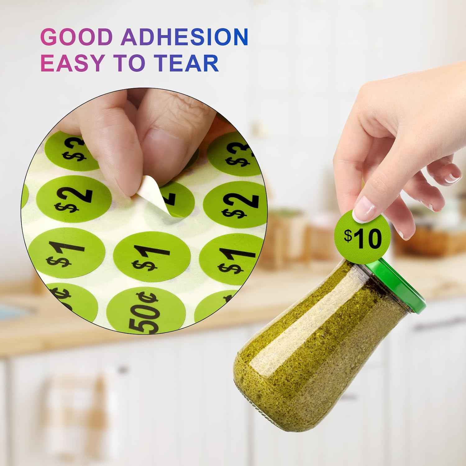 Garage Sale Price Stickers, 1400 PCS 3/4 Inch Price Stickers for Yard Sales, Flea Markets, County Fairs & Retail Use, Pricemarker Labels, 4 Colours Round Price Tags