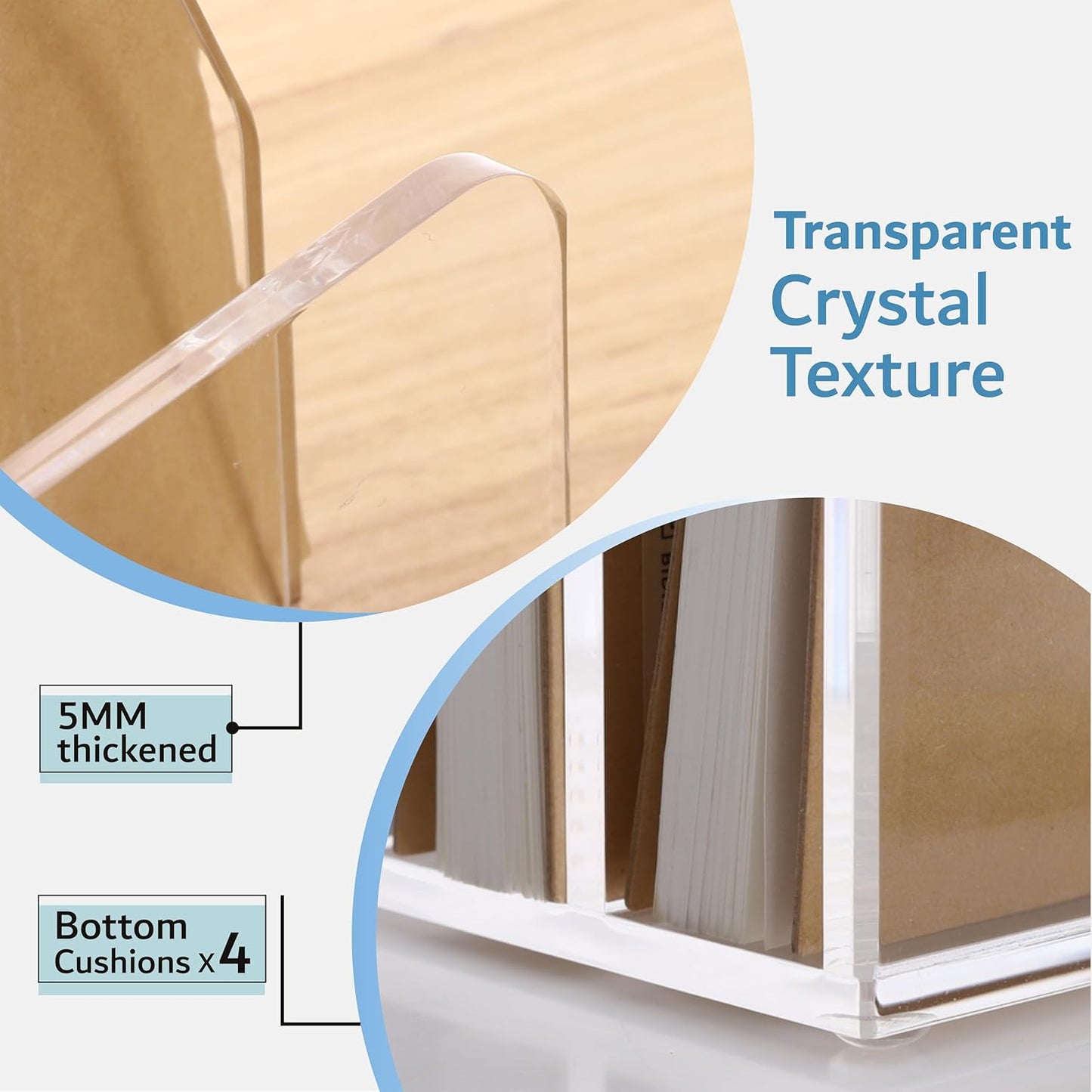 SANRUI Acrylic Desk File Organizer Holder for Desk, Clear Laddered 5 Upright Compartments Mail Sorters, Multifunction Desktop Envelope Folder Racks Document Holders for Office, Home, School