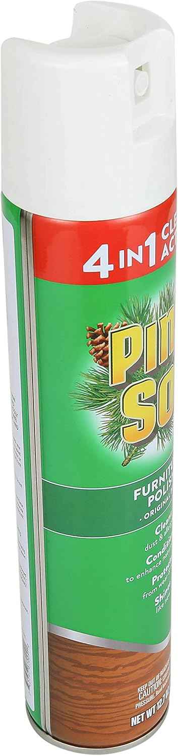Pine-Sol Furniture, Polish 4in1 Cleaning Action Wood Polish Spray Wood Polish Spray for Your Cleans Conditions Protects and Shines Ounces Original Pine Scent, Yellow, Lemon, 12.7 Fl Oz