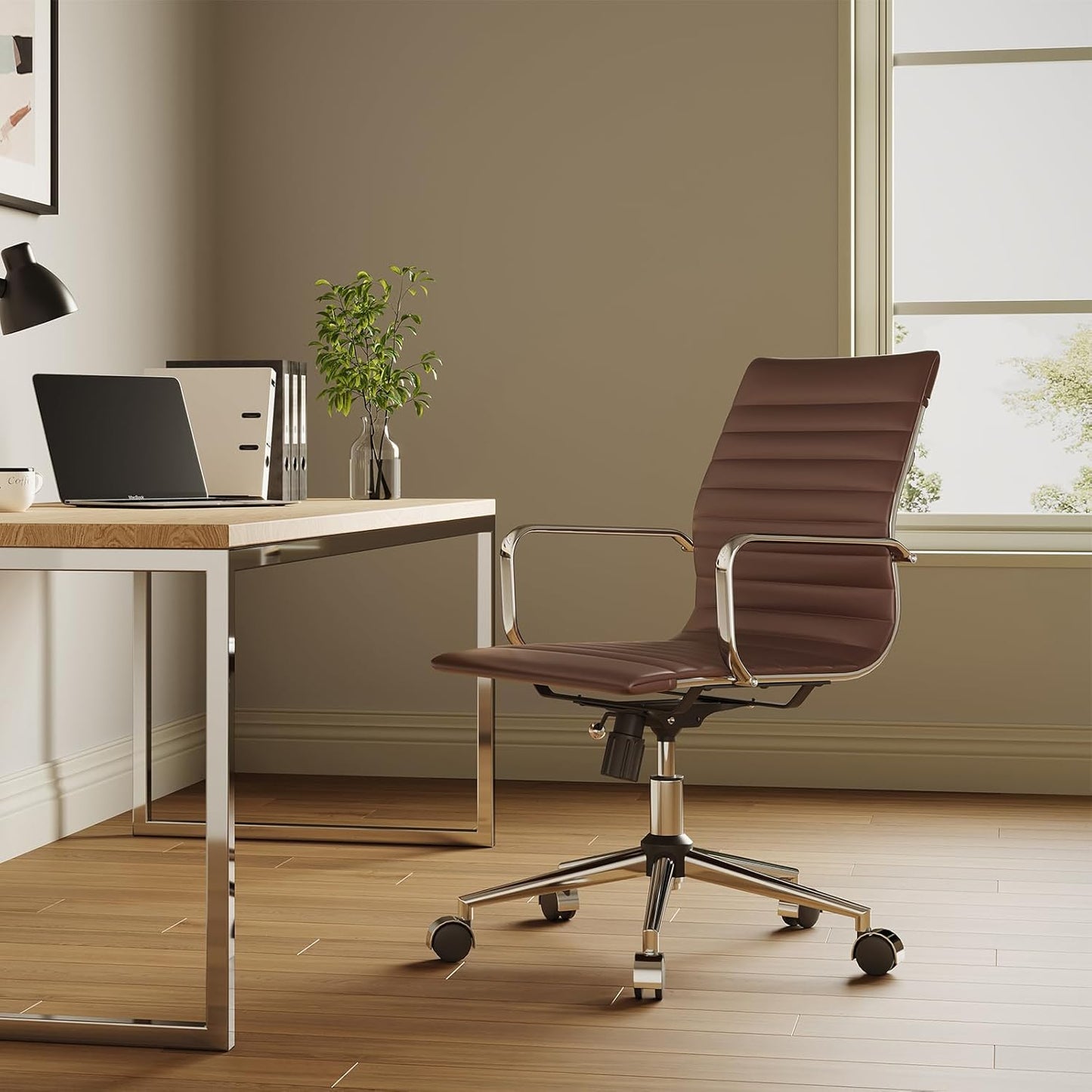 Chair, Desk Computer Chair ，with Armrests ，Ergonomic Office Chair for Home and Office, 17.32 x 22.83 x 35.43 inches, Multiple Colors (Brown)