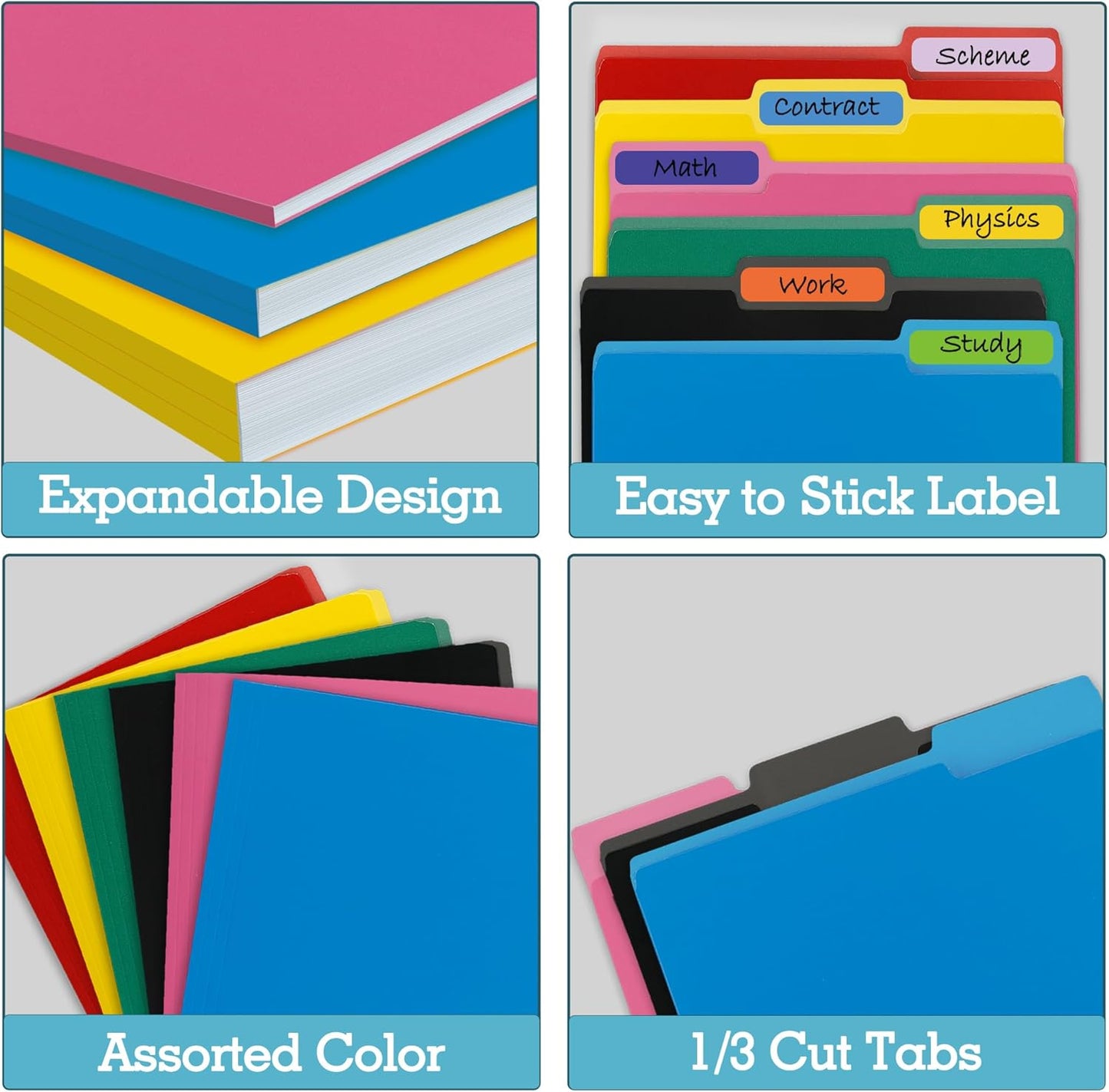 36 Packs Colored File Folders,Green File Folders,Two Tone Color File Folder 8.5 x 11 Inch,1/3 Cut Tabs Letter Size,Manila File Folders for Office,School and Home,Organization