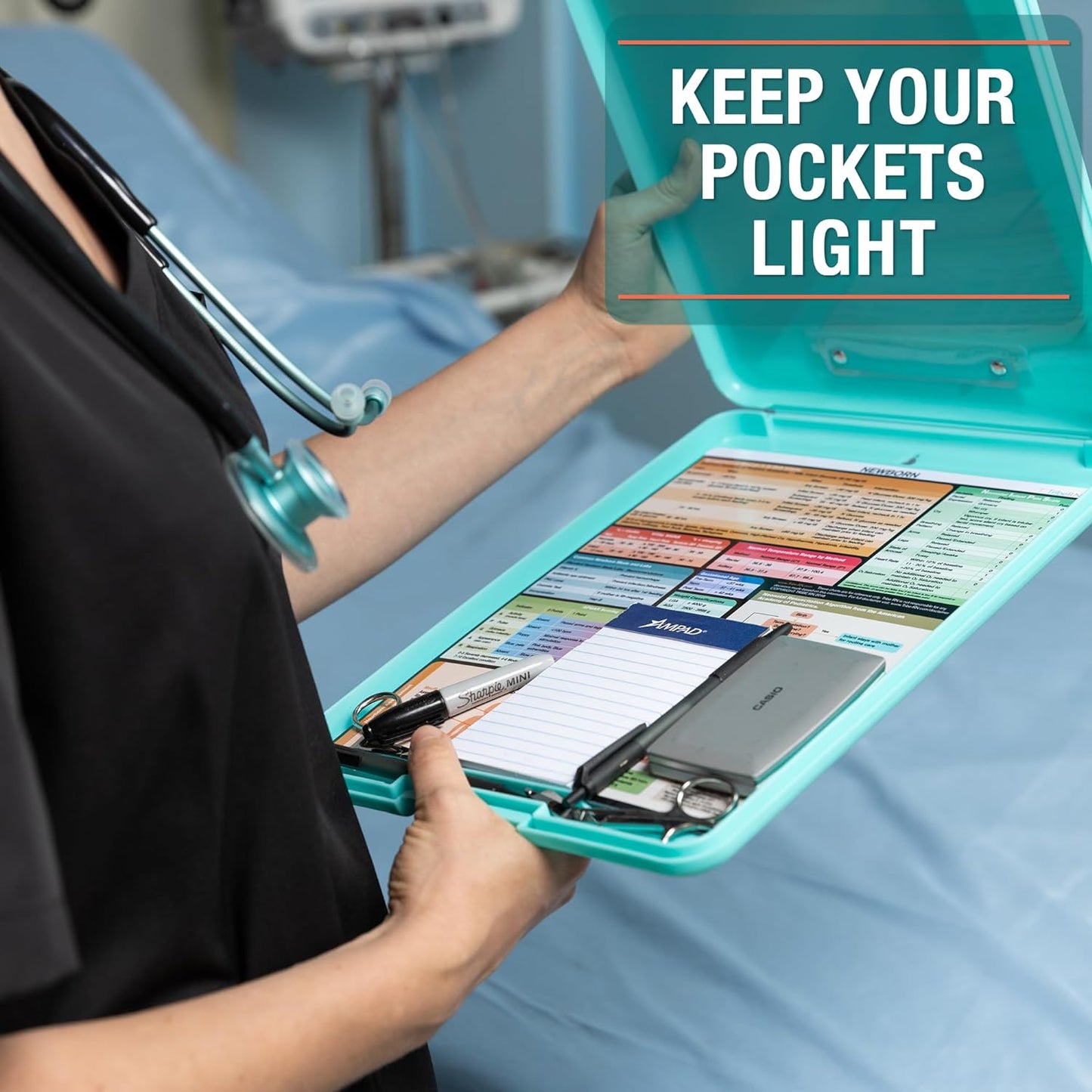 Tribe RN Nursing Clipboard with Storage - Medical Clipboard Nursing Essentials for Nurses and Nursing Students School Supplies with Quick Access Reference Guide (Pink)