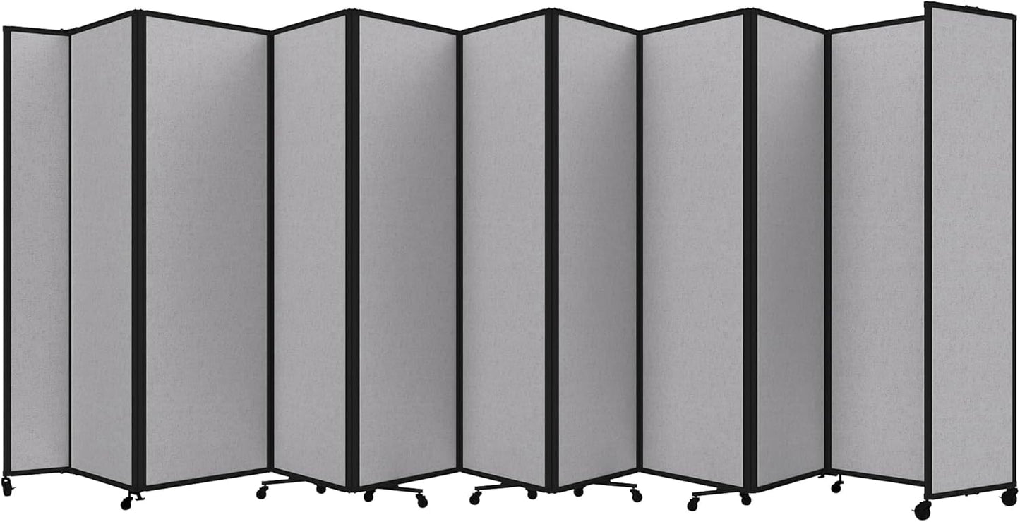 Versare Room Divider 360 Portable Wall Partition | Folding Panels | Large Freestanding Divider | Locking Wheels | Temporary Room Separator | 25' x 7'6'', Slate
