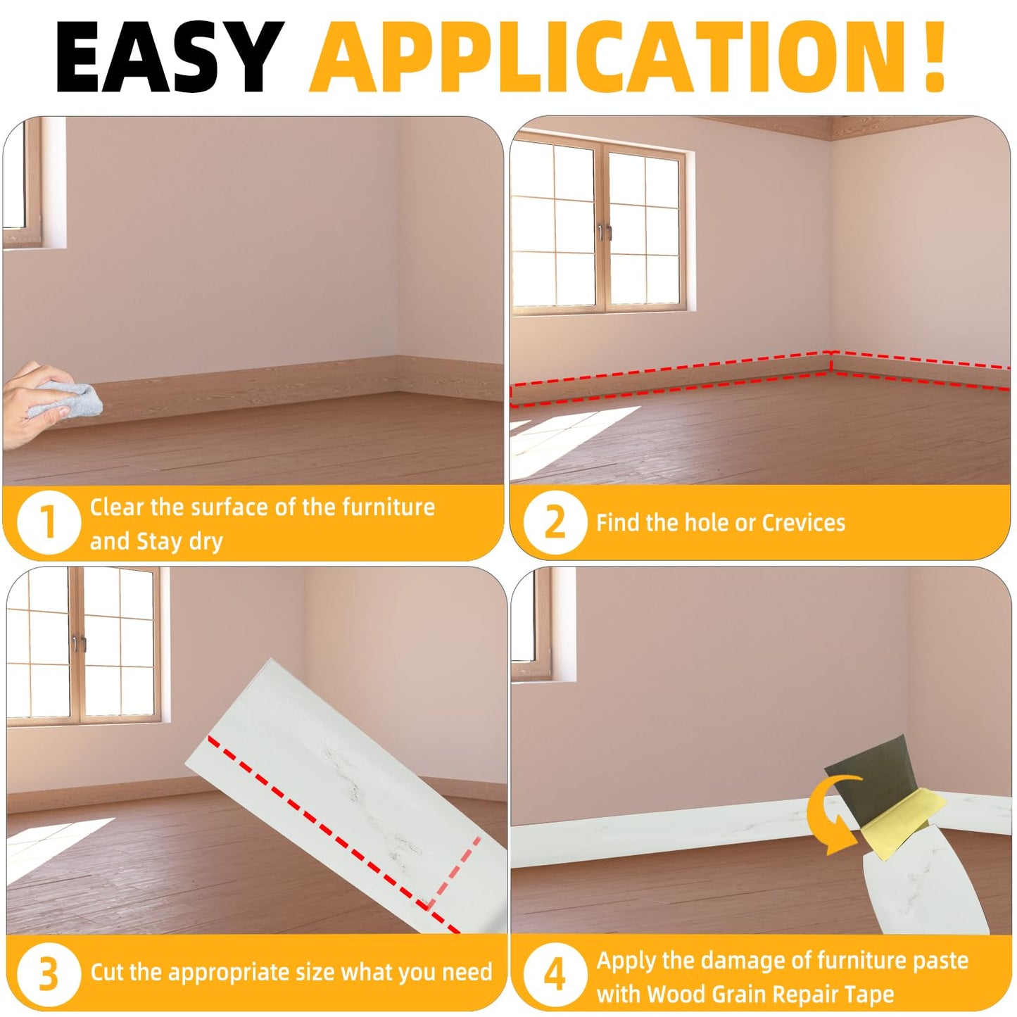 GSCIT Club Wood Grain Repair Tape, 2.4 inch X 100ft Self Adhesive Marble Grain Repair Patch for Tables, Chairs, Baseboards, Doors, Windows, Floors, Handicraft DIY.