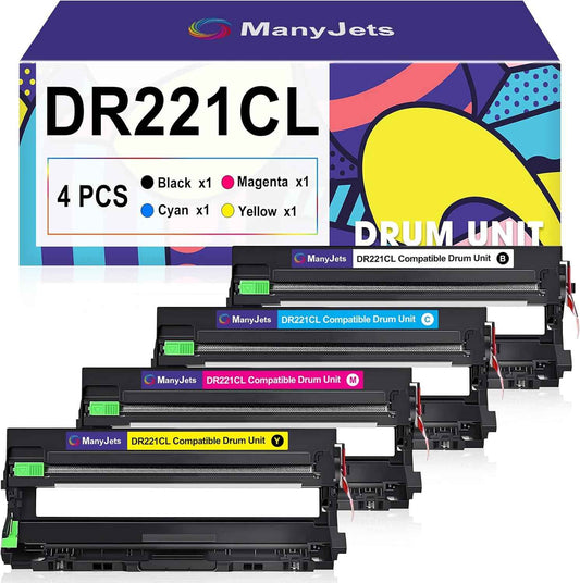 DR221CL Drum Unit Replacement for Brother DR221CL DR-221CL 4-Pack DR-221CL Drum Unit for MFC-9130CW 9330CW HL-3170CDW 3180CDW 3140CW MFC-9340CDW DCP-9020CDN MFC-9330CDW Printer (BK/C/M/Y)