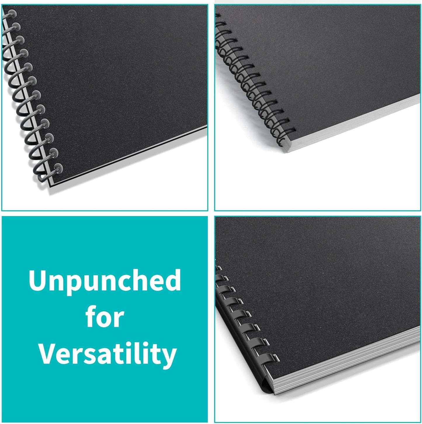 Binditek 10 Pack 20 Mil Sand-Textured Polycover - Super Heavyweight for Business Reports and Proposals - Lightly Sanded Finish - with Square Corners, Un-Punched, Black Color, Office Supplies