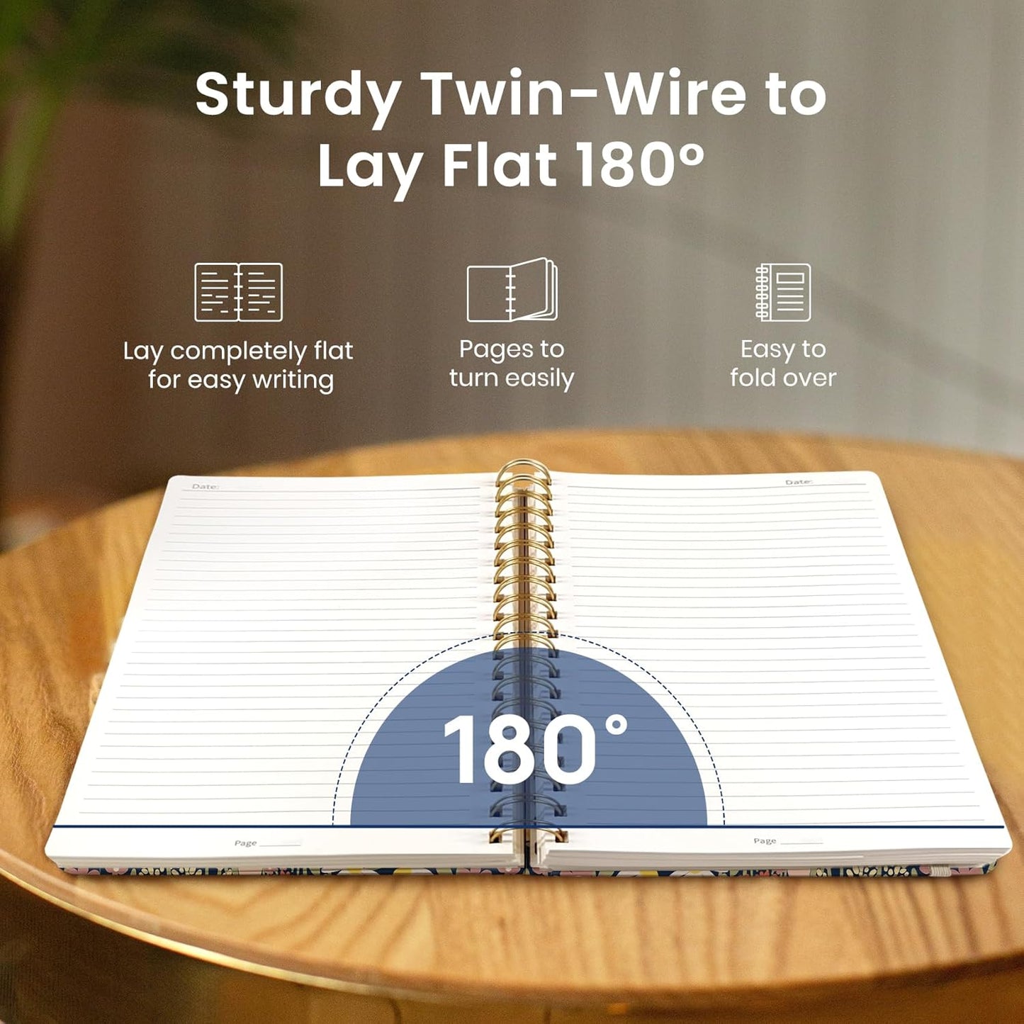 Lined Spiral Notebook Journal for Work, 300 Pages Thick B5 (7.1"x10") College Ruled Journal for Women & Writing, Hardcover Notebook for Note Taking, Perfect for Office Home School, Spring Meadow