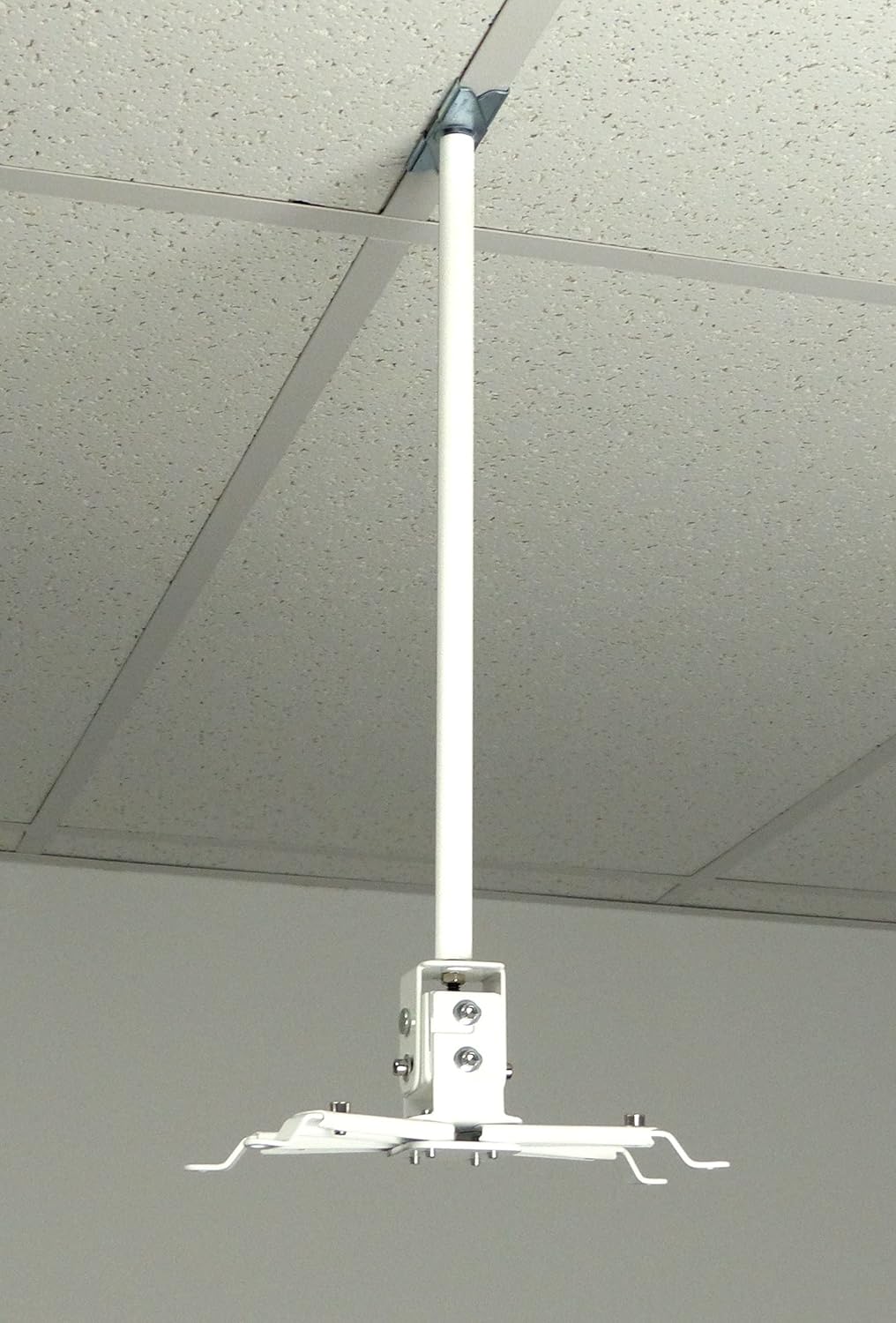 ALZO Short Suspended Drop Ceiling Video Projector Mount with Scissor Clamp for T-Bar Attachment with 10 Inch Drop