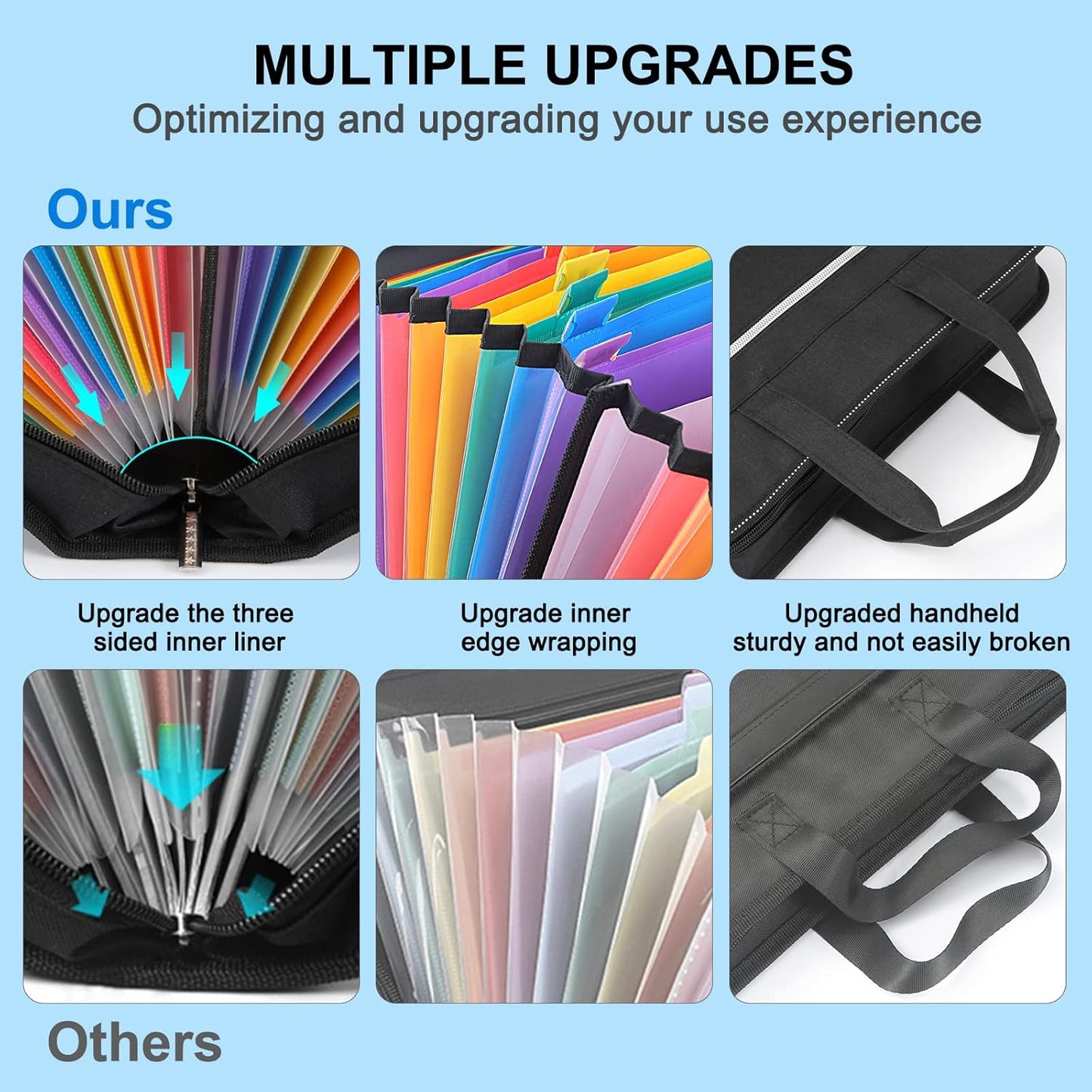 26 Pockets Expanding File Folder with Handle & Zipper, Portable A4/Letter Size Accordion File Organizer, Waterproof Document Organizer Bag for Office, School, Business Travel, Home - Black