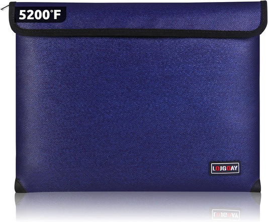 Fireproof Bag with 5200℉ Thermal Insulated, Waterproof Fireproof Box with Zipper, Fireproof Money Bag for Cash, Fireproof Safe Bags for Home Safe Bank Valuable Documents (13.9"x10.6", Blue)