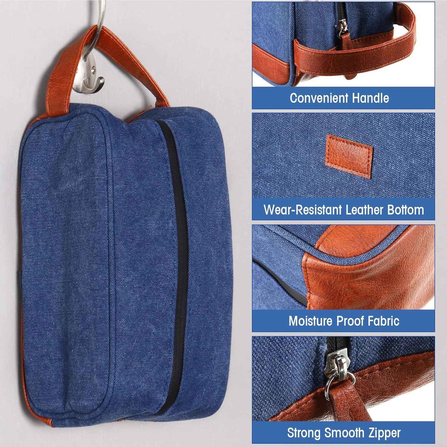 Paterr 6 Pcs Men's Toiletry Bags for Traveling Wedding Groomsmen Gifts Canvas and Leather Bathroom Shaving Bag for Groomsmen Father's Day Wedding Party Favors