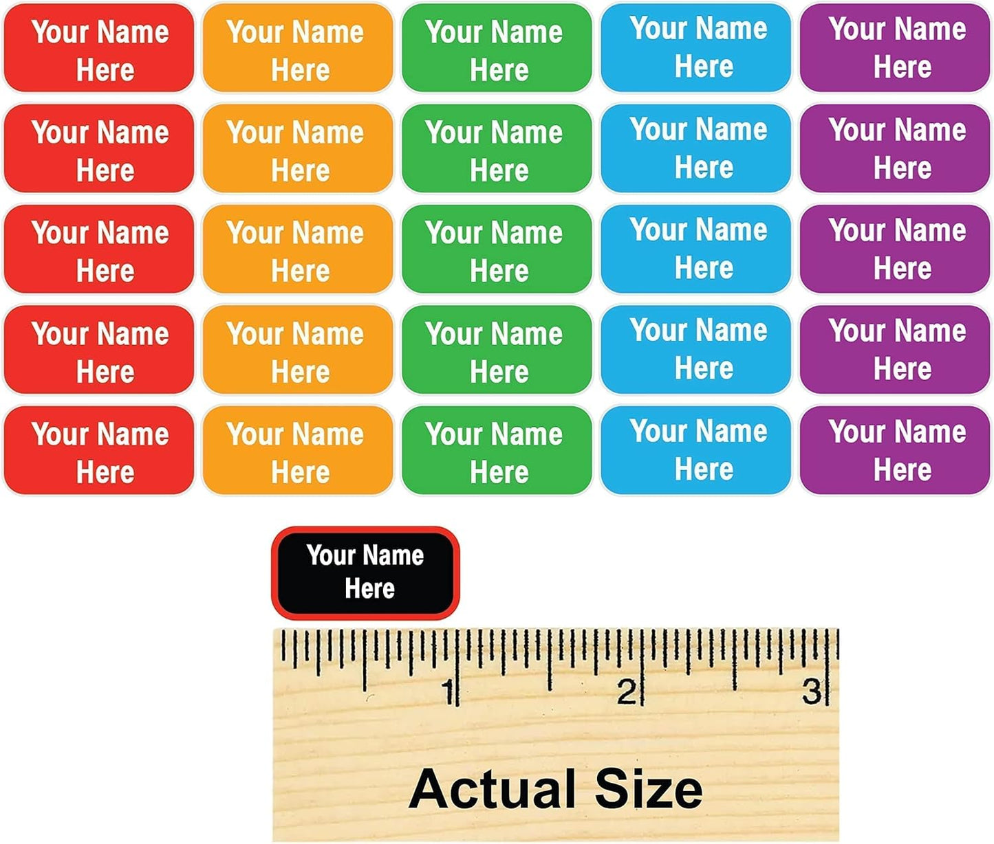 Personalized Waterproof Name Labels Press and Stick Custom Name Stick on Clothing Labels. Customized Up to 3 Lines Great for Camp & Daycare (Tie Dye Mix)