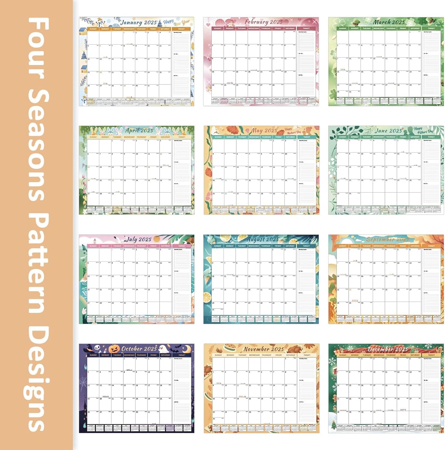 Ospelelf Calendar 2025-2026 Large Desk Calendar 22'' x 17'', Monthly Desktop Calendars, 18 Month Family Calendar, Use Jan 2025 - June 2026