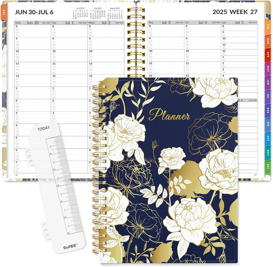 SUNEE 2025-2026 Appointment Book, Quarter-Hourly, Weekly & Monthly - from July 2025 to June 2026, 6.4"x8.3" Academic Planner, Flexible Cover, Note Pages, Pockets, Bookmark, Spiral Binding, Vintage