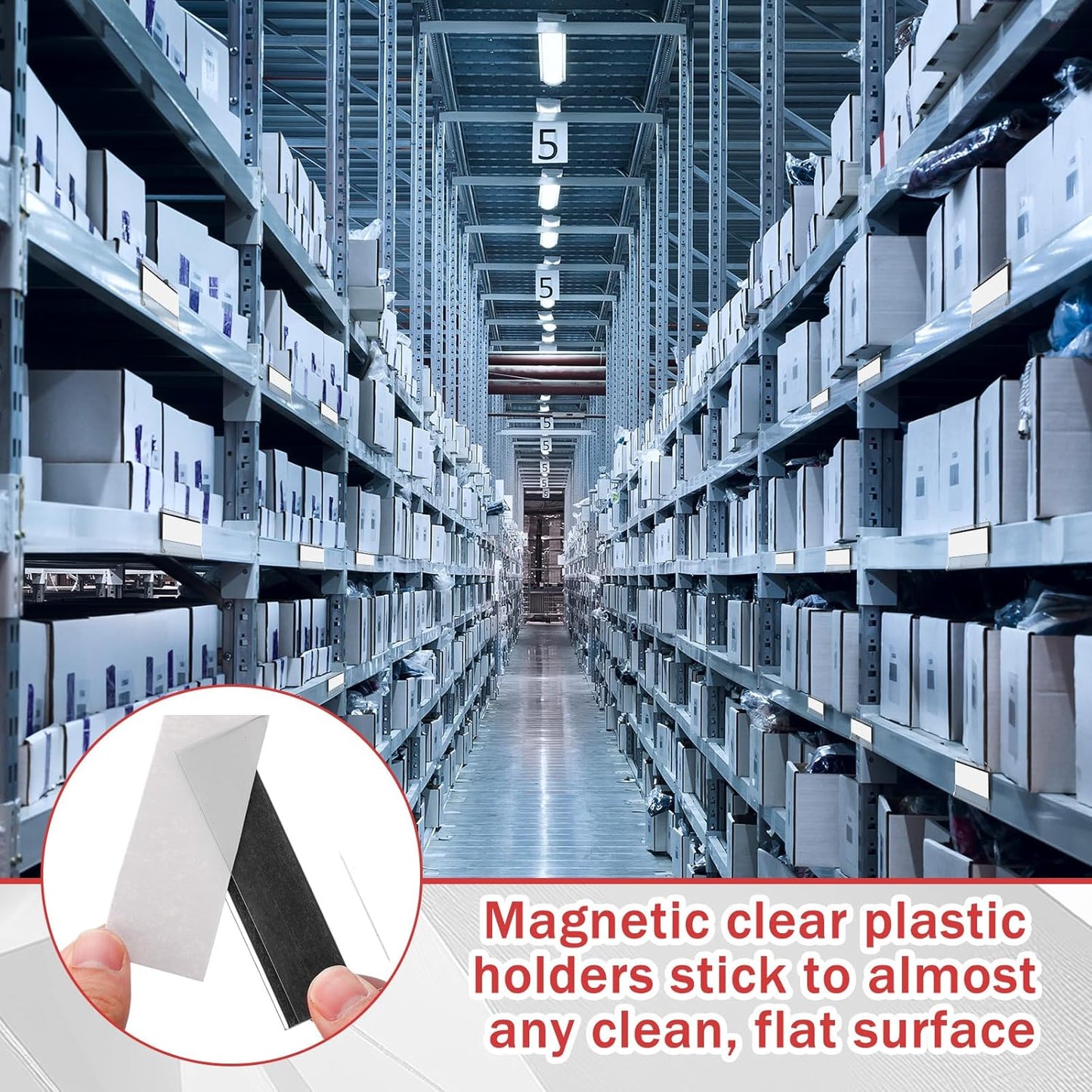 Fainne 50 Pcs Magnetic Shelf Label Holders for Metal Racks and Shelves, 1.25 x 3 Inches Clear Magnetic Shelf Label Strips Gondola Price Tag Installed in Supermarkets, Shops, Convenience Stores